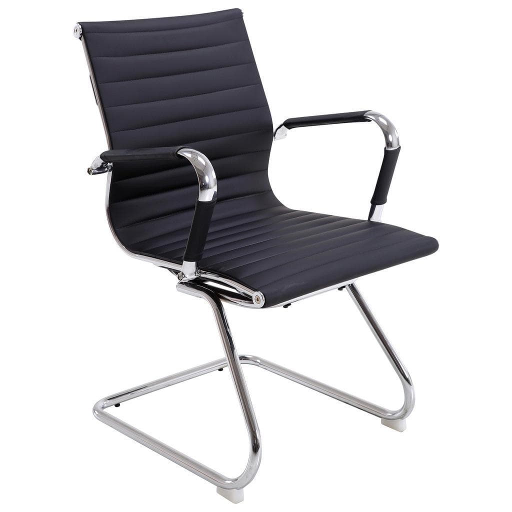 Mid.you Besucherstuhl Schwarz Chrom Metall Textil Rundrohr
