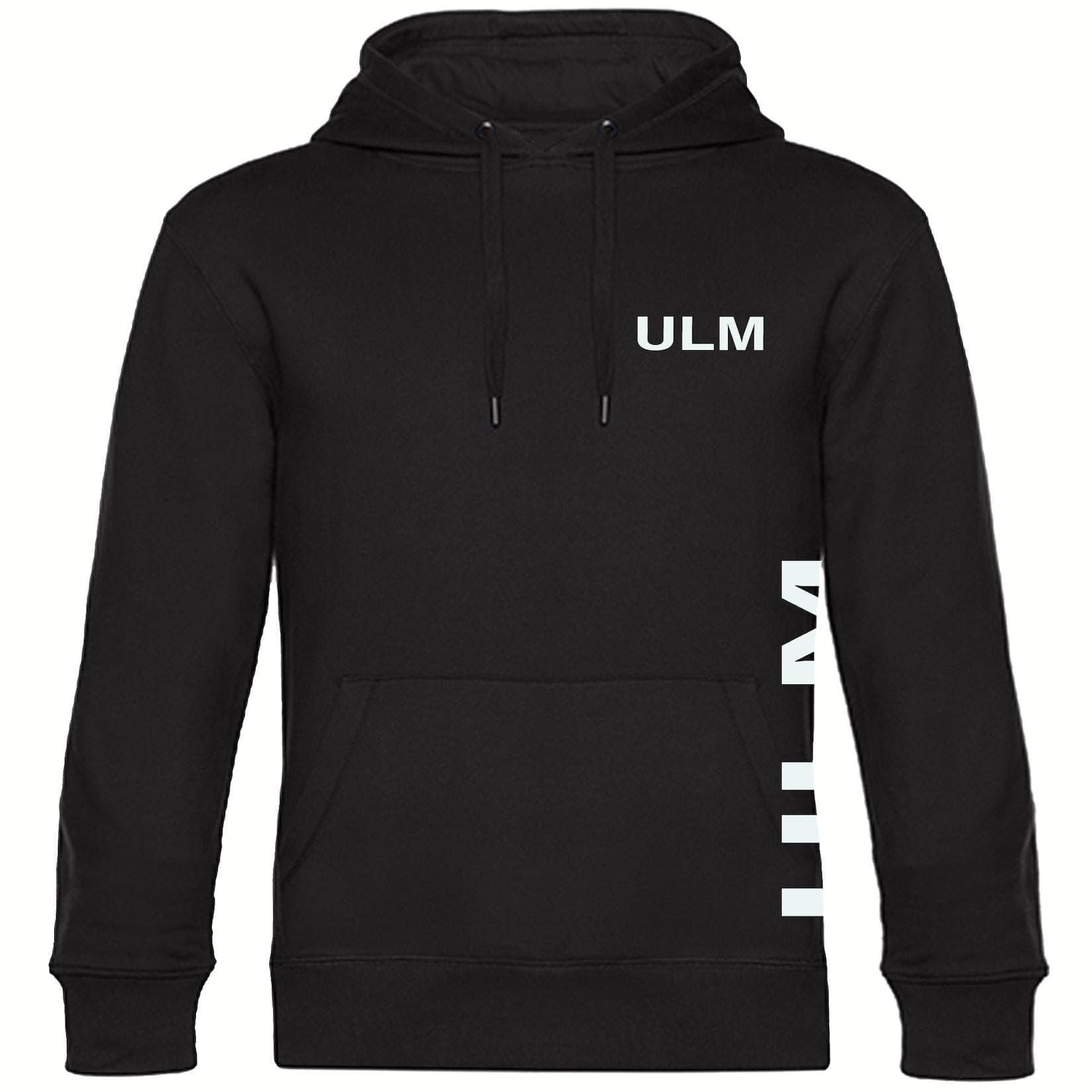 multifanshop Kapuzen Sweatshirt Ulm Weiß Brust & Seite Druck Hoodie