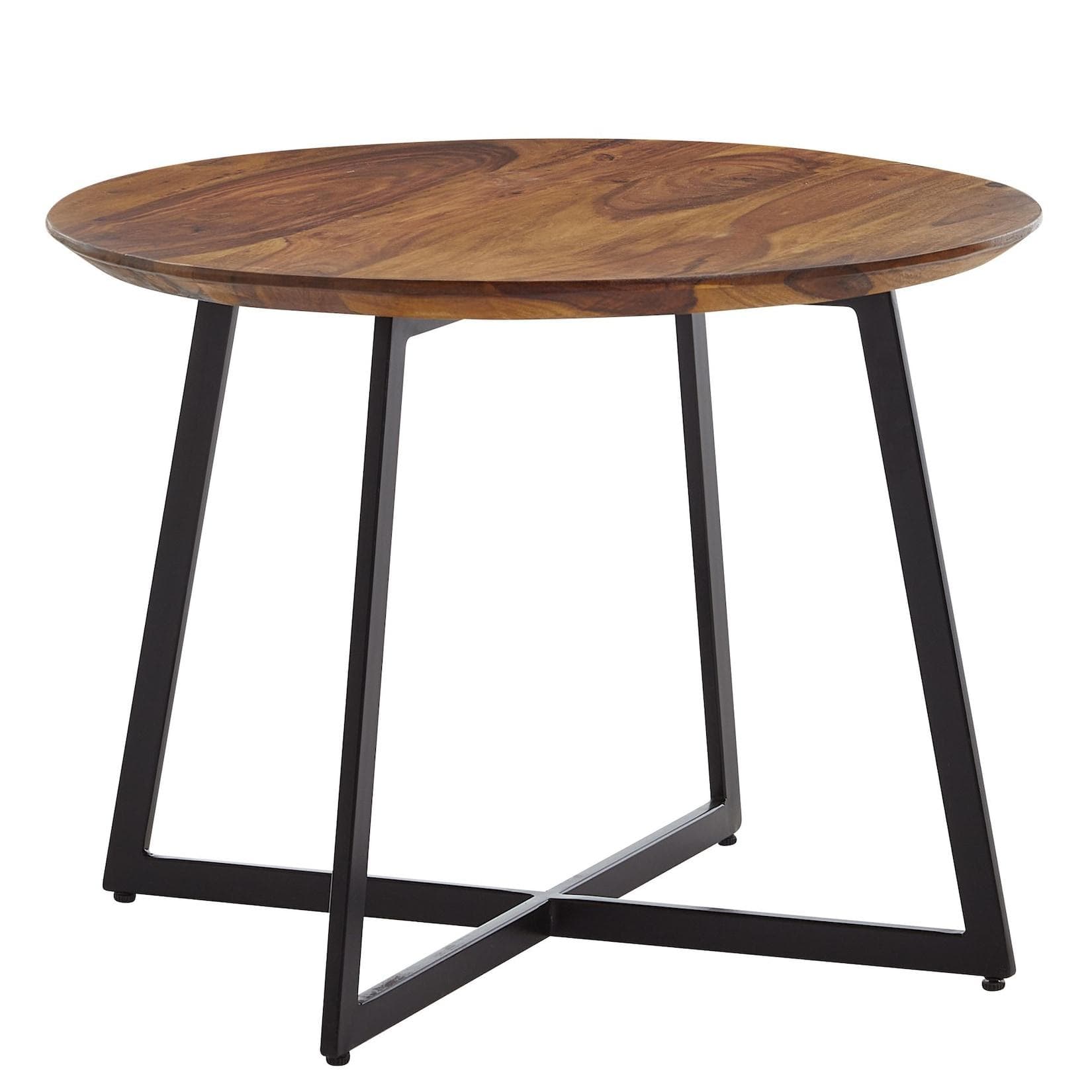 KADIMA DESIGN Haim-Couchtisch aus massivem Sheesham-Holz, Rund, Modernes Design