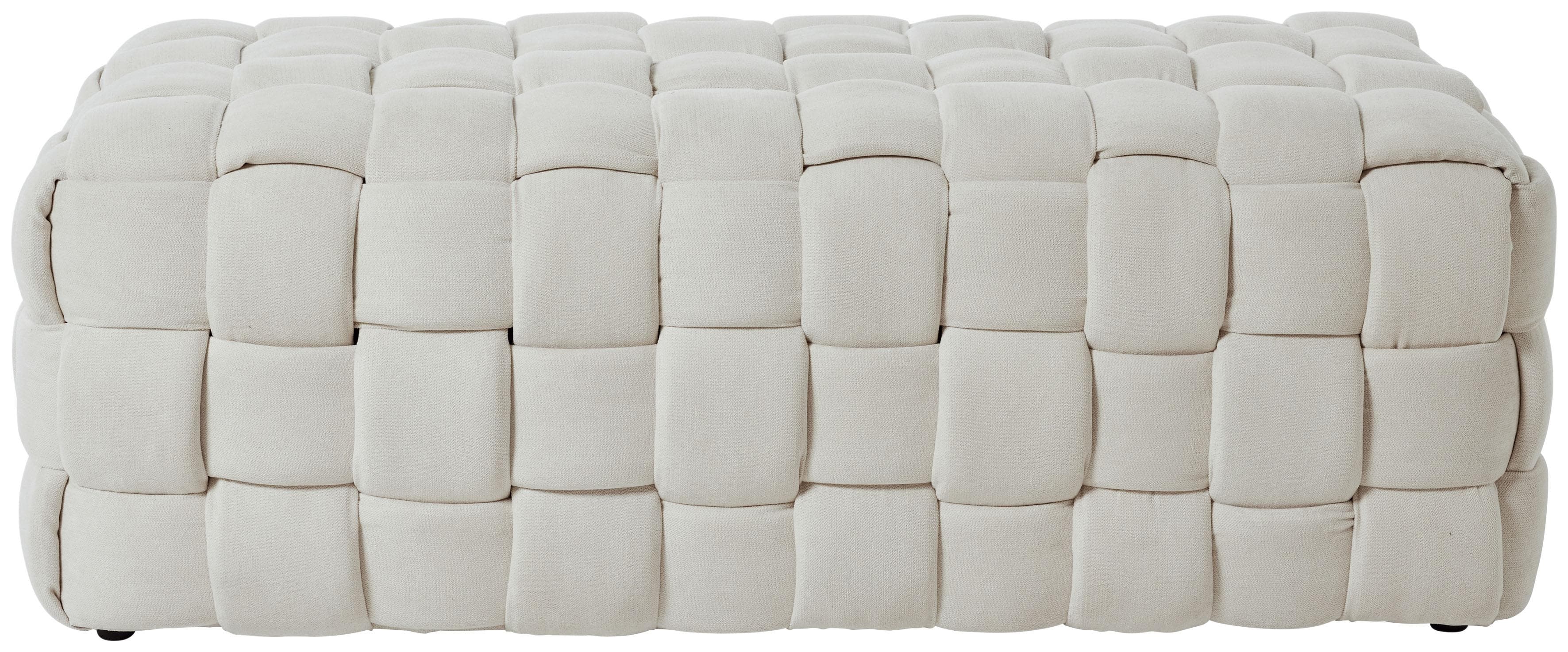 Gepolsterter Hocker-Couchtisch mit Flechtmuster in edler Optik