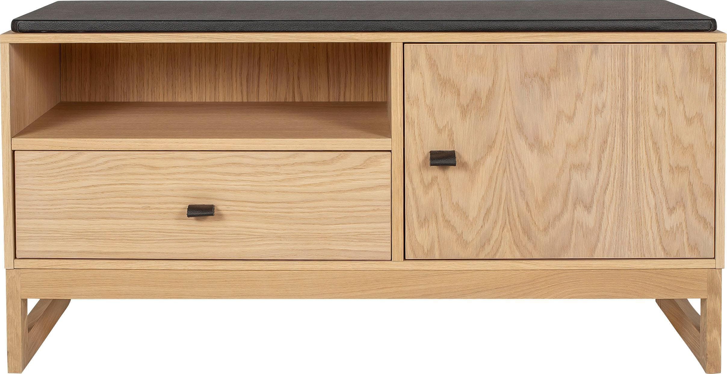 WOODMAN Schuhbank Slussen Eiche Schwarz Kunstleder Skandinavisches Design