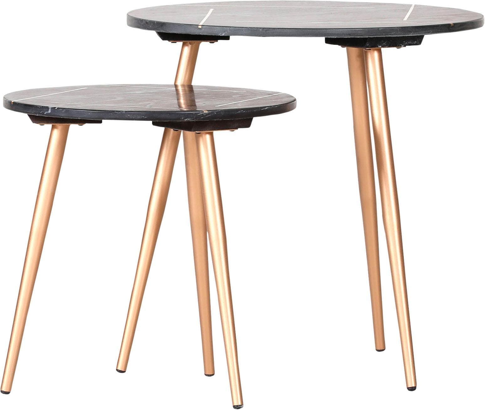 Marmor Beistelltisch Set (2 Stück) mit filigranem Metalldetail