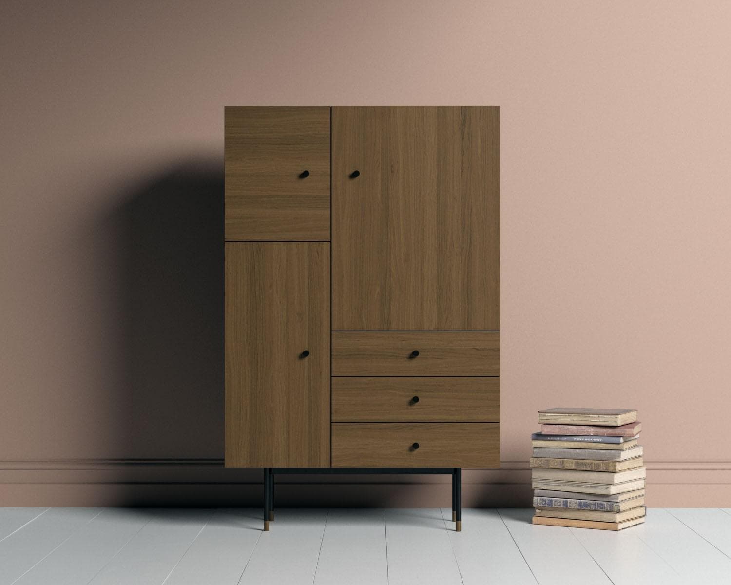 WOODMAN Highboard Jugend Kommode Schwarz Walnuss FSC