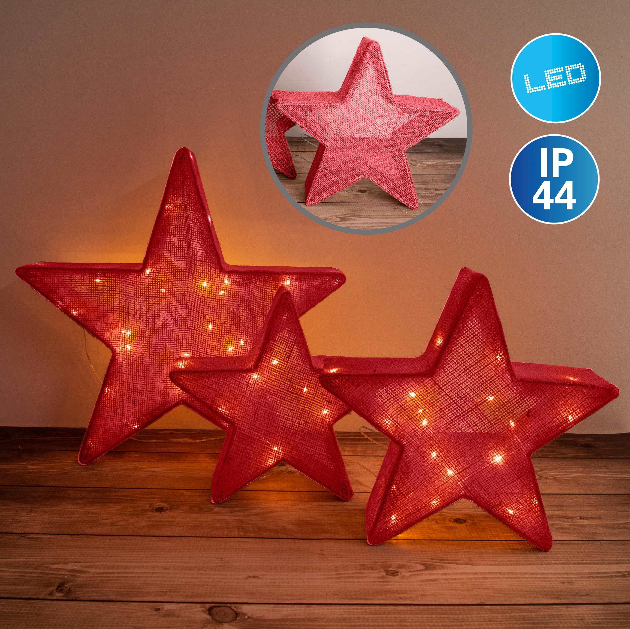 NÄVE LED Stern Set Christmas Stars Rot 3er