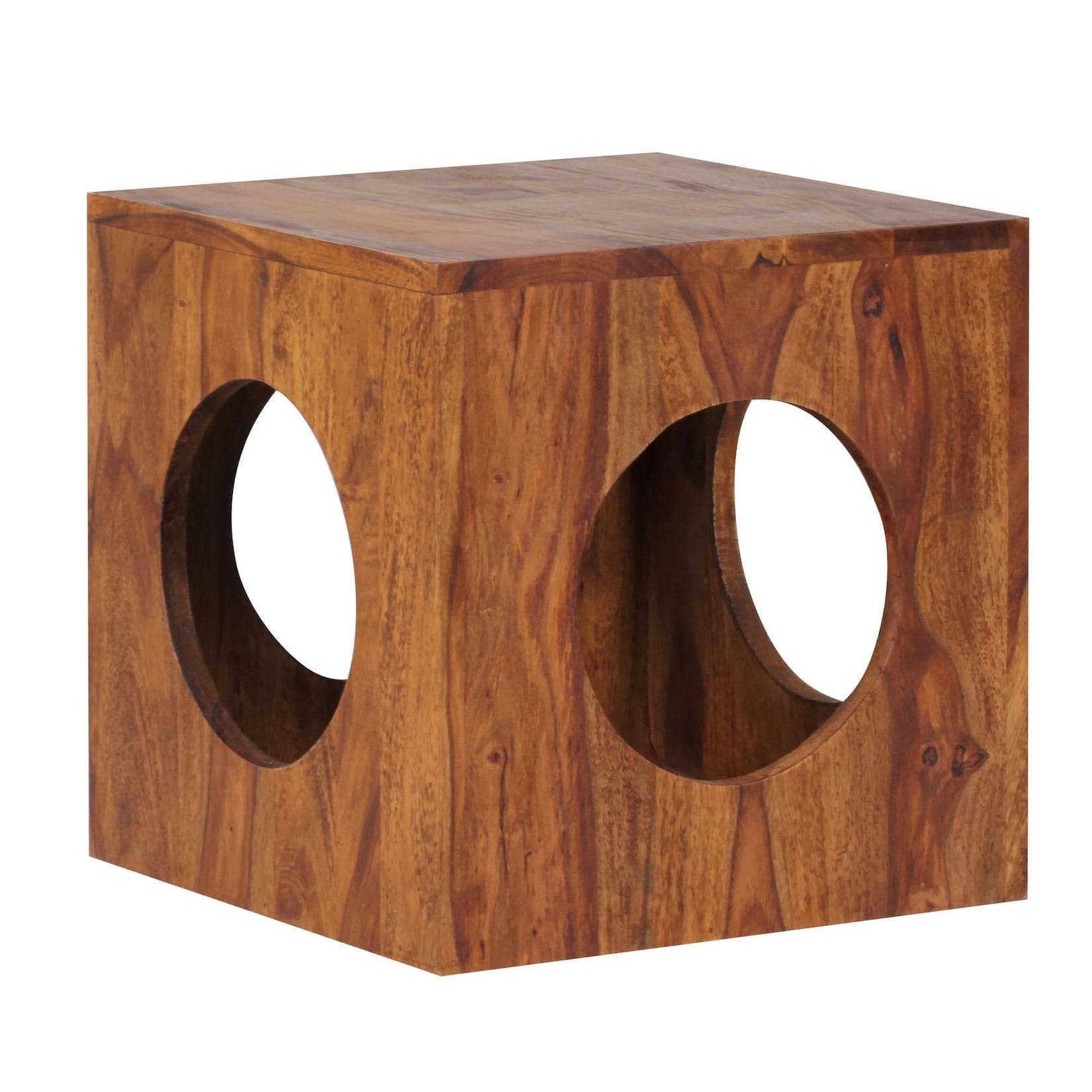 KADIMA DESIGN Quadratischer Beistelltisch aus Sheesham-Holz Cube-Design