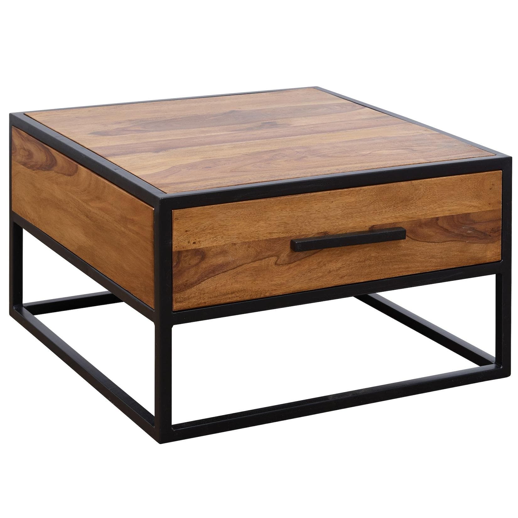 KADIMA DESIGN Industrie-Stil Couchtisch Metall und Holz, Schublade, 50 kg Belastbarkeit