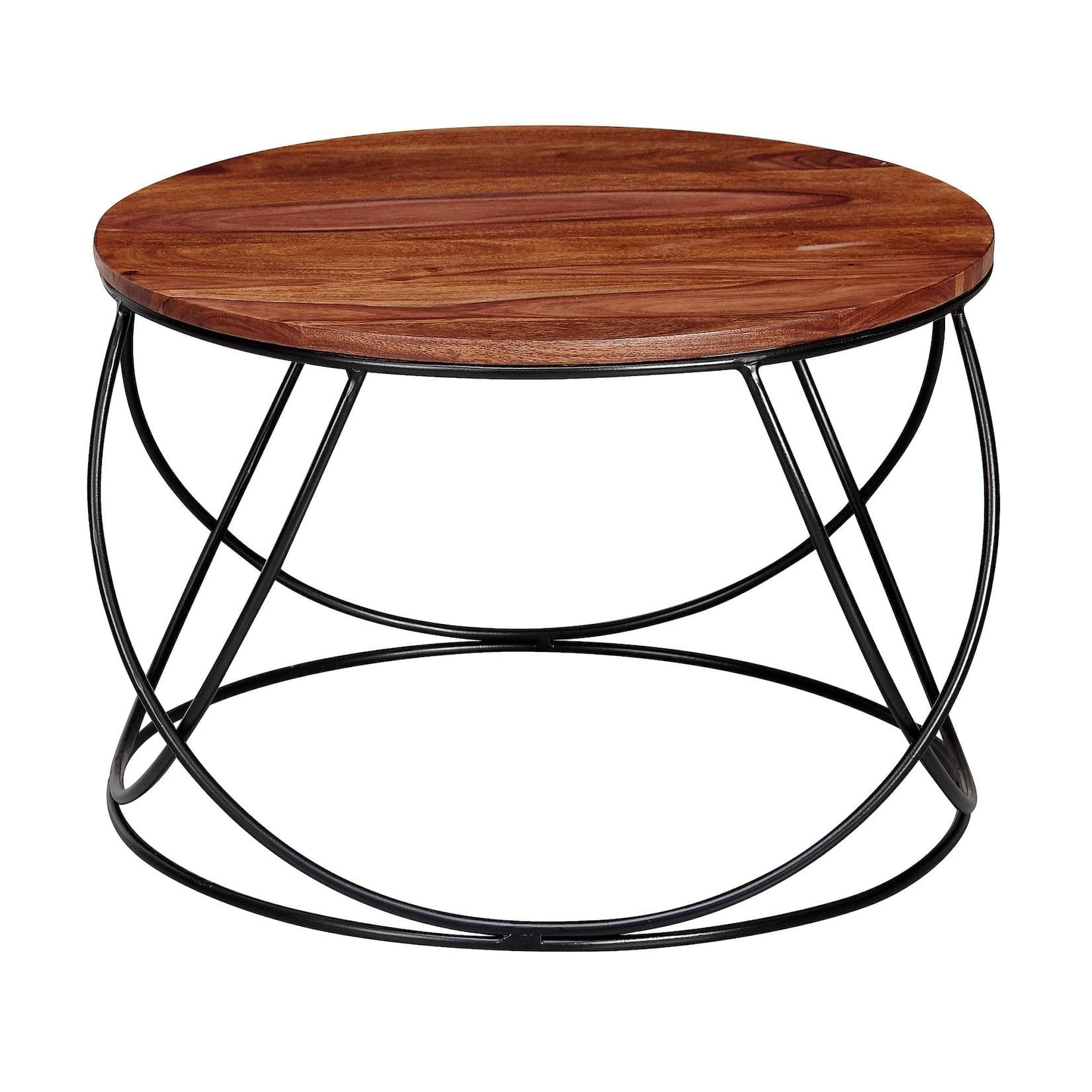 KADIMA DESIGN Industrieller Couchtisch aus handgefertigtem Sheesham-Massivholz