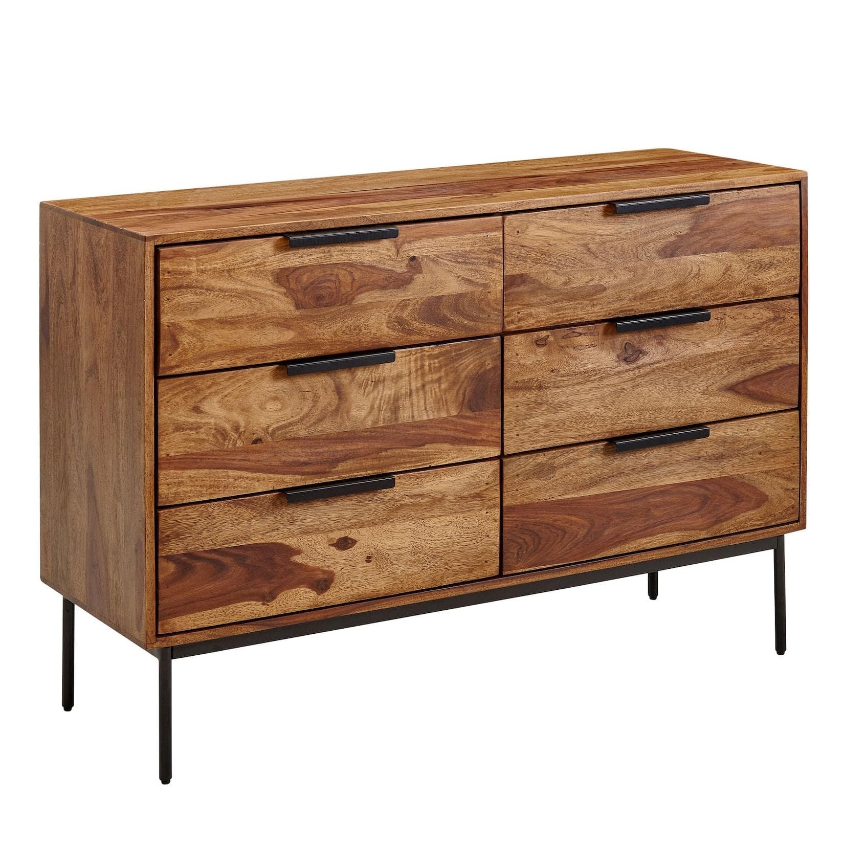 KADIMA DESIGN Kommode Sheesham und Metall, 6 Schubladen, Industriedesign