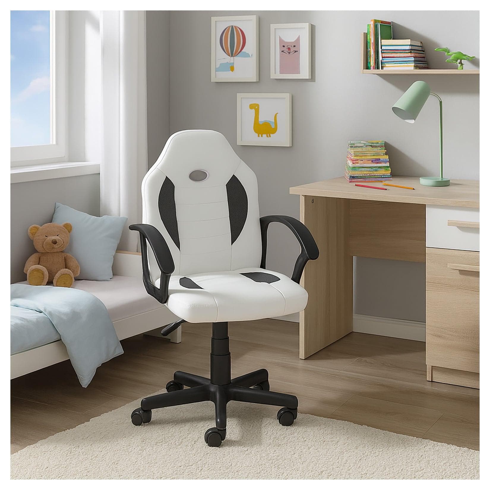 HTI-Living Schreibtischstuhl Kinder Drehstuhl Grau Kunstleder