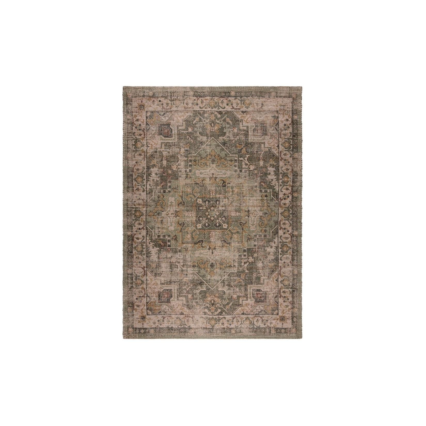 Robuster Vintage-Teppich aus Jute & Polyester, braun-grün, 200x290 cm, Kadima Design