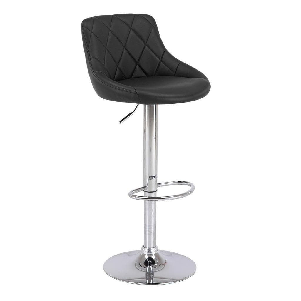 Mid.you Barhocker Schwarz Chrom Metall Textil Bodenplatte 47.5x82-103x52 cm Esszimmer Barmöbel Barhocker