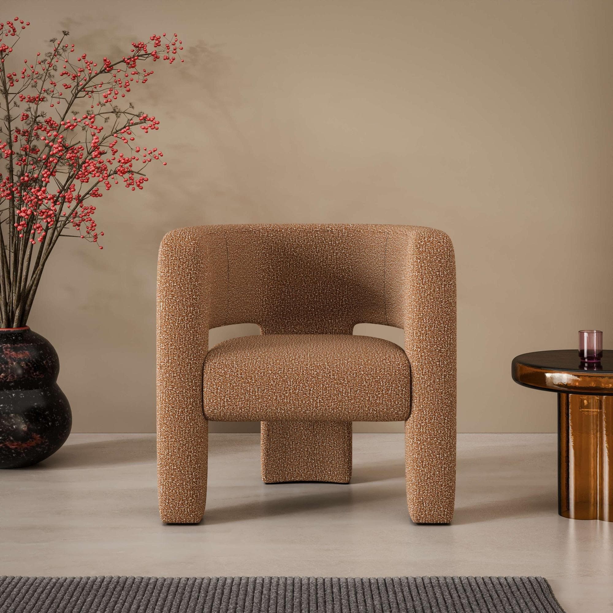 Ohrensessel Selmia Moderner Lounge-Sessel Einzelsitz Orange