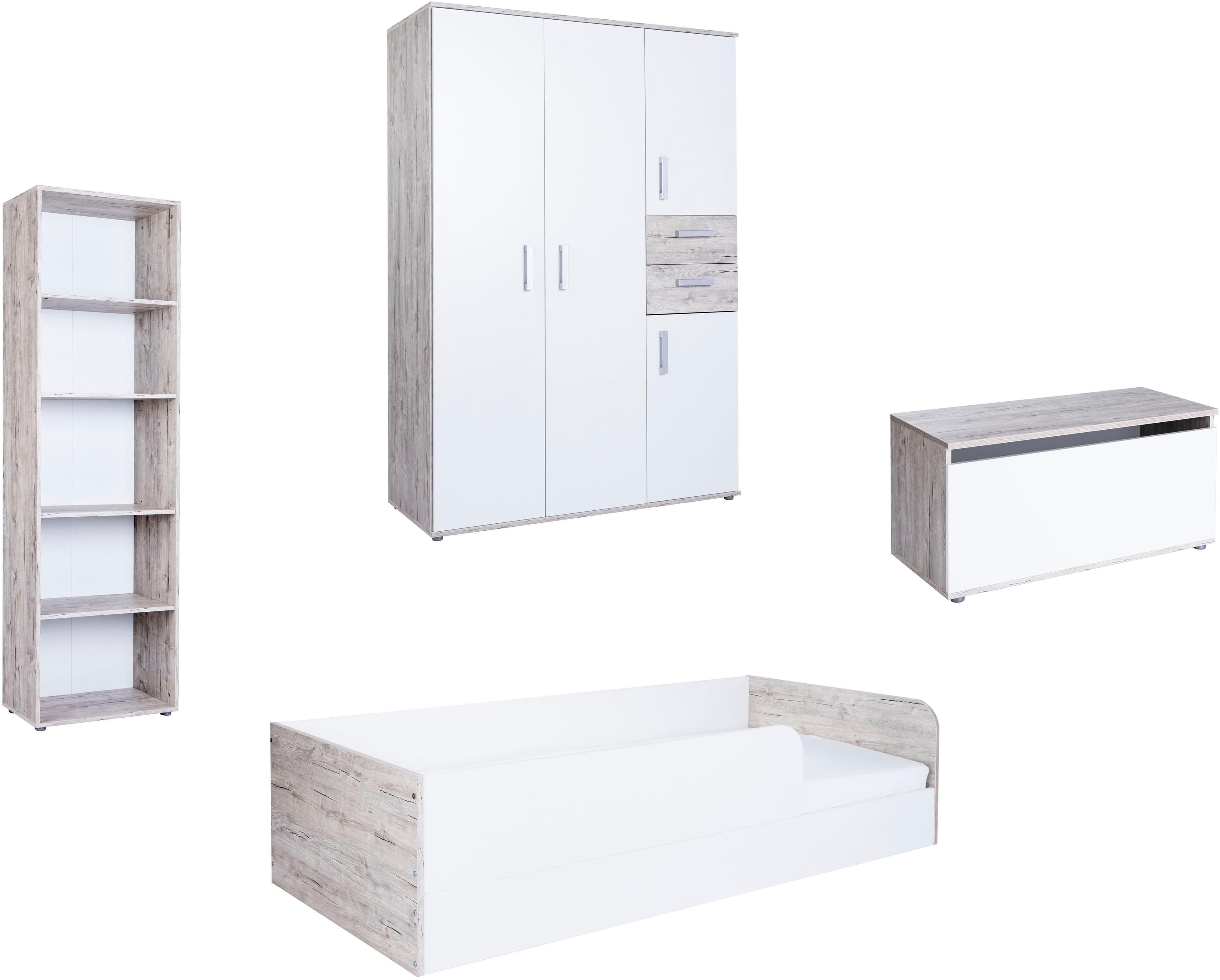 Jugendzimmer-Set Modern in Eiche Sand und Weiß