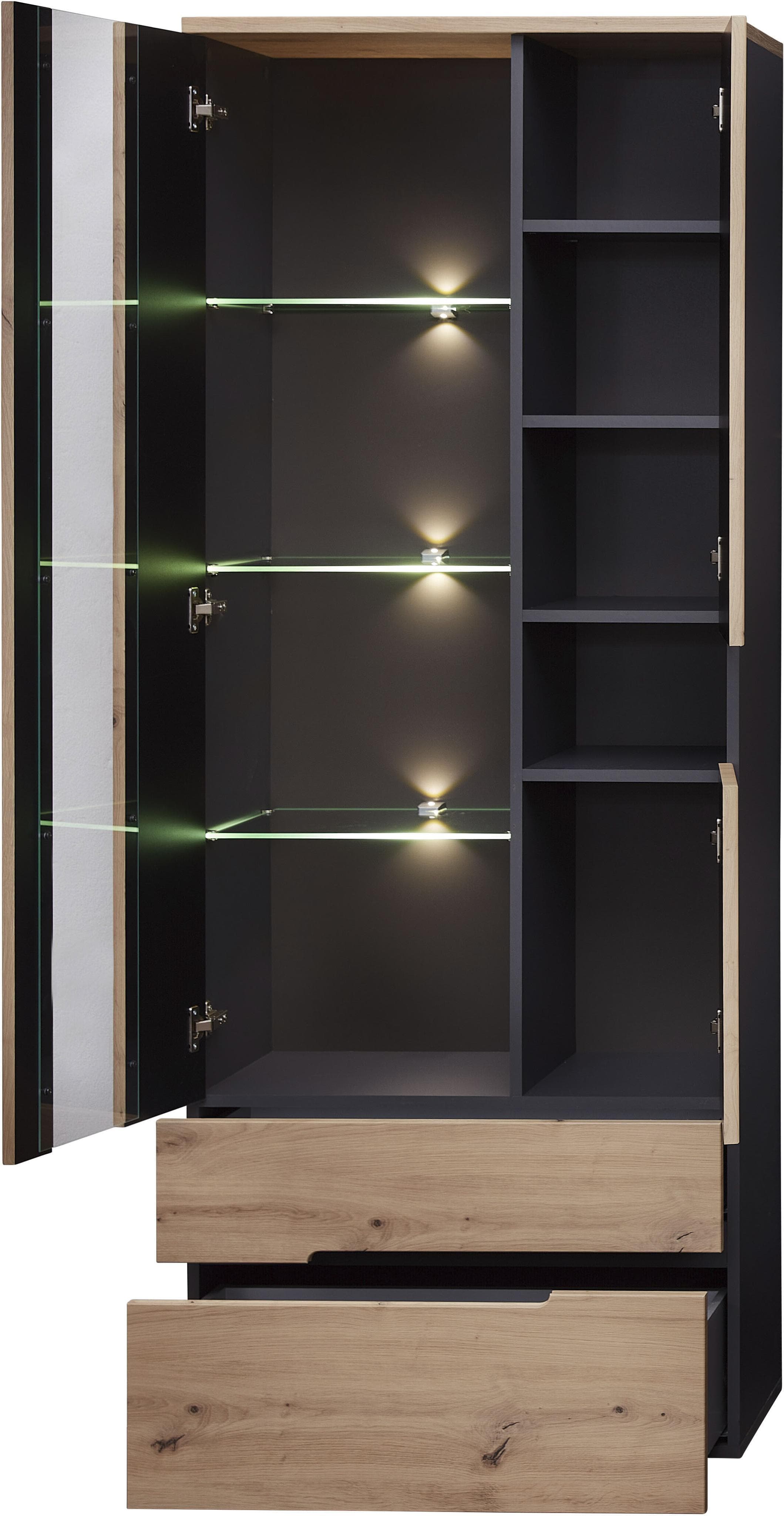 Innostyle Vitrine Memphis Artisan Eiche Graphit