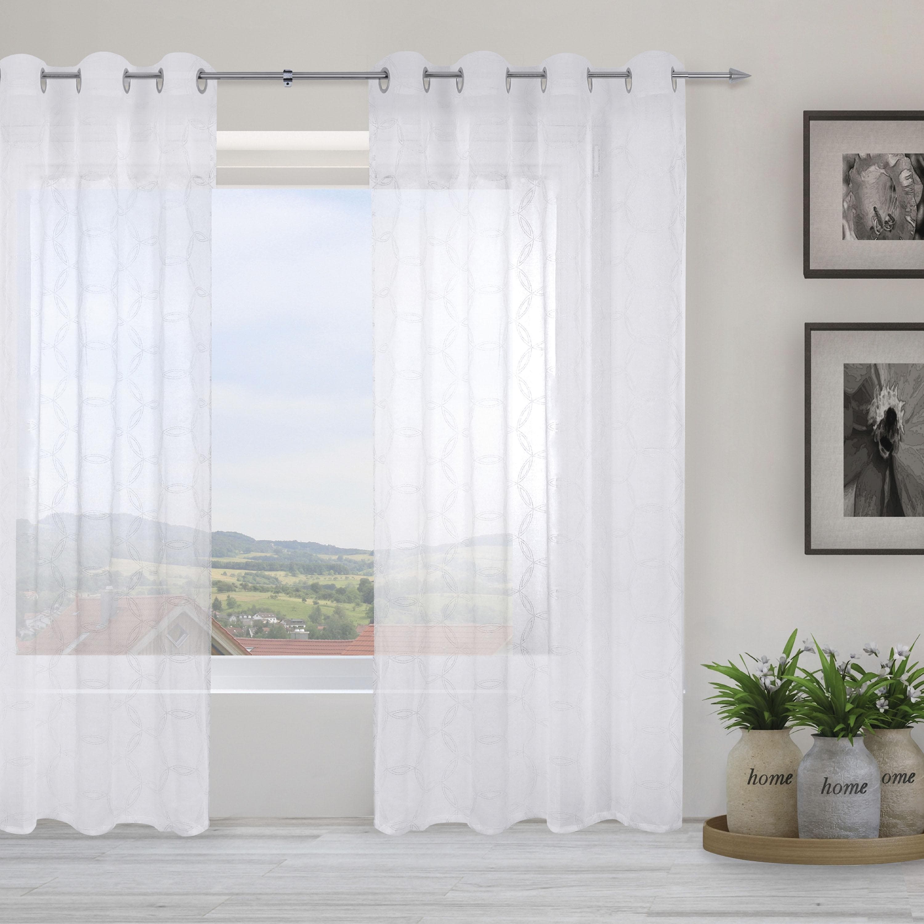 DECOLIFE Gardine Vilda 135x180 cm Wirkware Polyester Weiß
