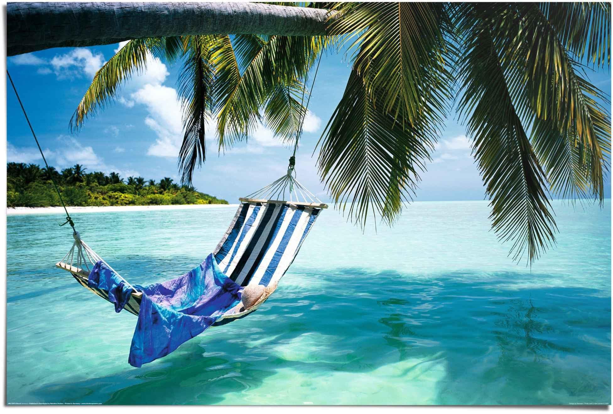 Poster REINDERS Hängematte am Strand Blau