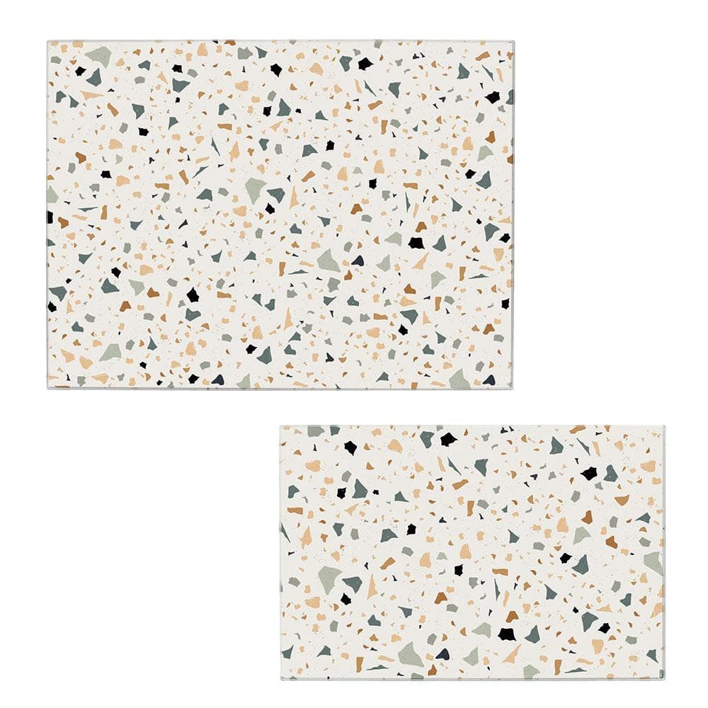 Schneidebrett ZELLER PRESENT Terrazzo Weiß Sicherheitsglas 2-teilig