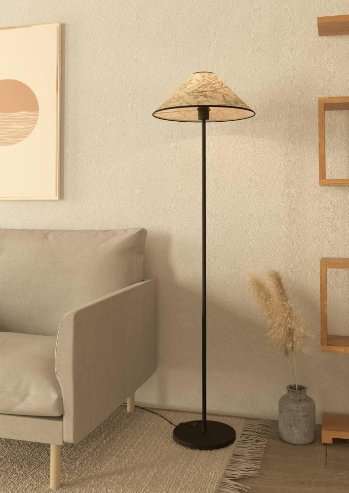 EGLO Stehlampe "OXPARK" Bambusblätter Schwarz/Weiß/Grün