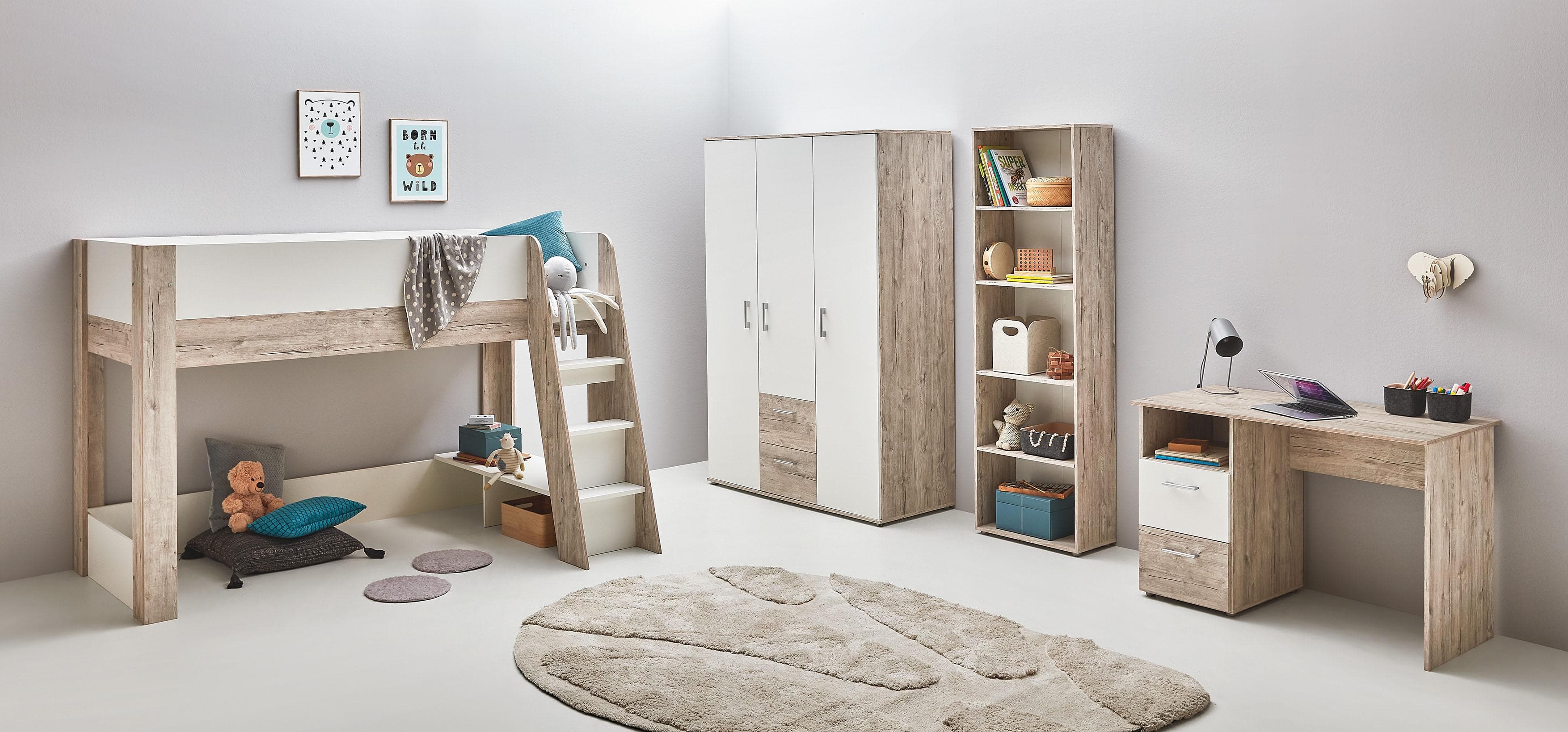 Jugendzimmer-Set HOME AFFAIRE "Schulkind Set »Rieke«" Beige Hochbett