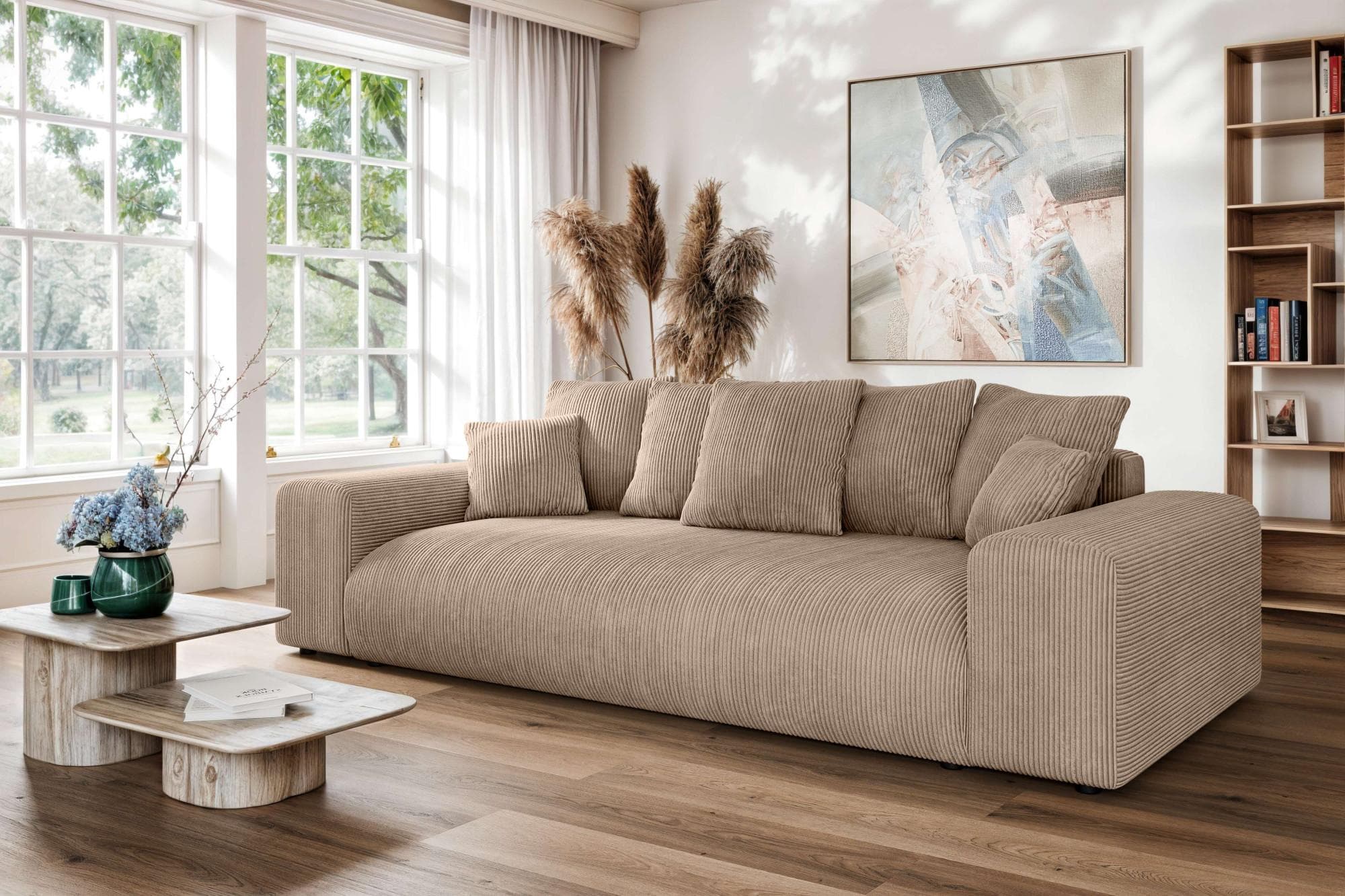 Home Affaire Big-Sofa LAKESIDE 3-Sitzer Schlafsofa mit Bettkasten, 256,5 cm, Braun, Polyätherschaum-Polsterung