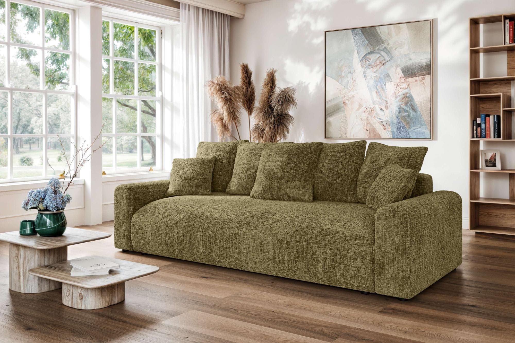 Big-Sofa HOME AFFAIRE "LAKESIDE klein" 3-Sitzer Schlafsofa mit Bettkasten, 238 cm, Grün