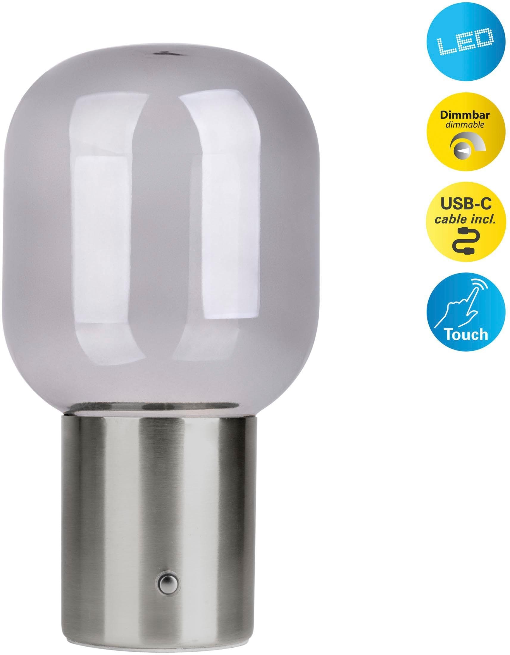 NÄVE LED Tischleuchte Albero Chrom Satiniert Smoky 13cm