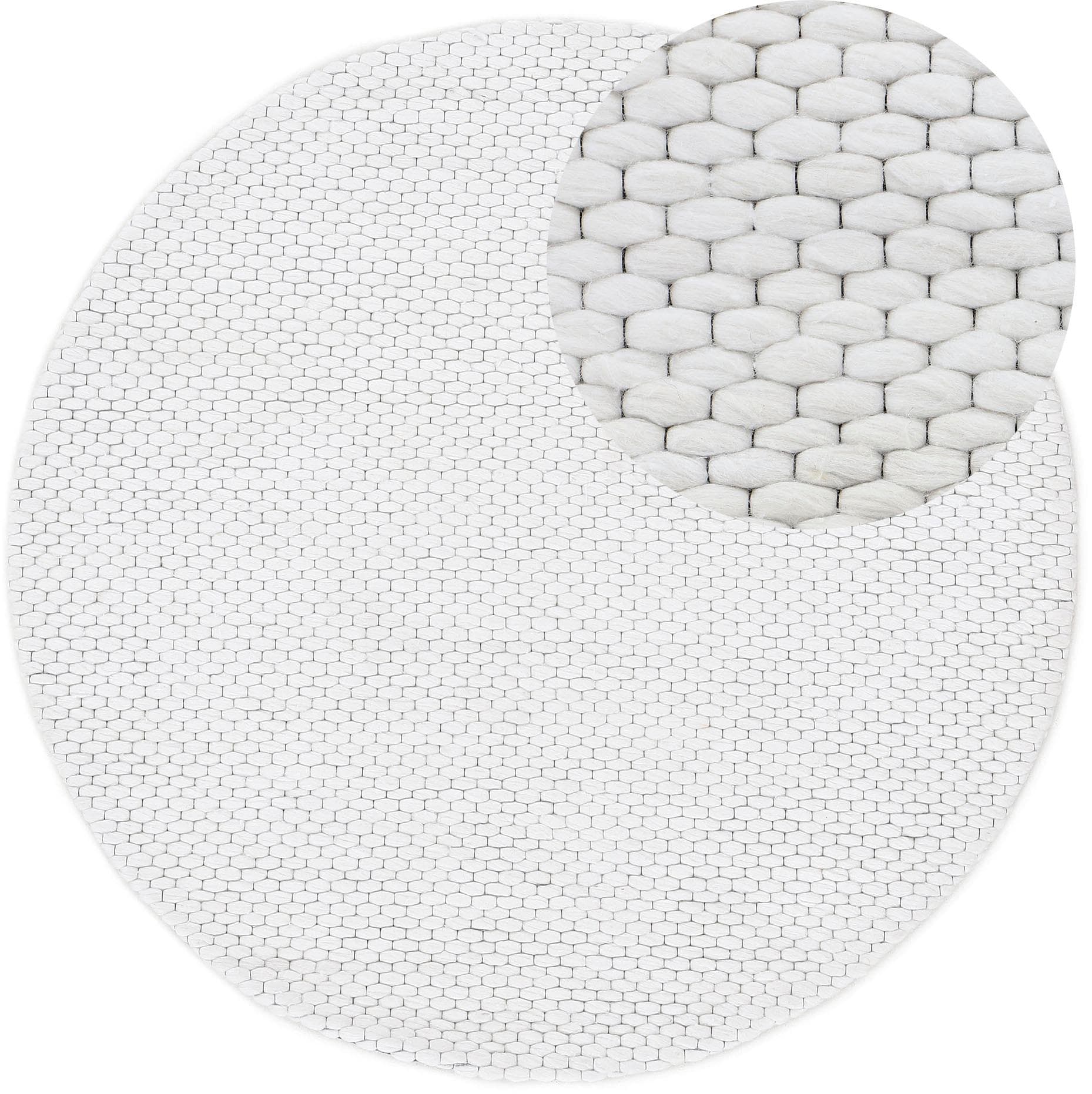 Carpetfine Wollteppich Sina: Rund, Zeitloses Design, Reine Wolle fürs Wohnzimmer