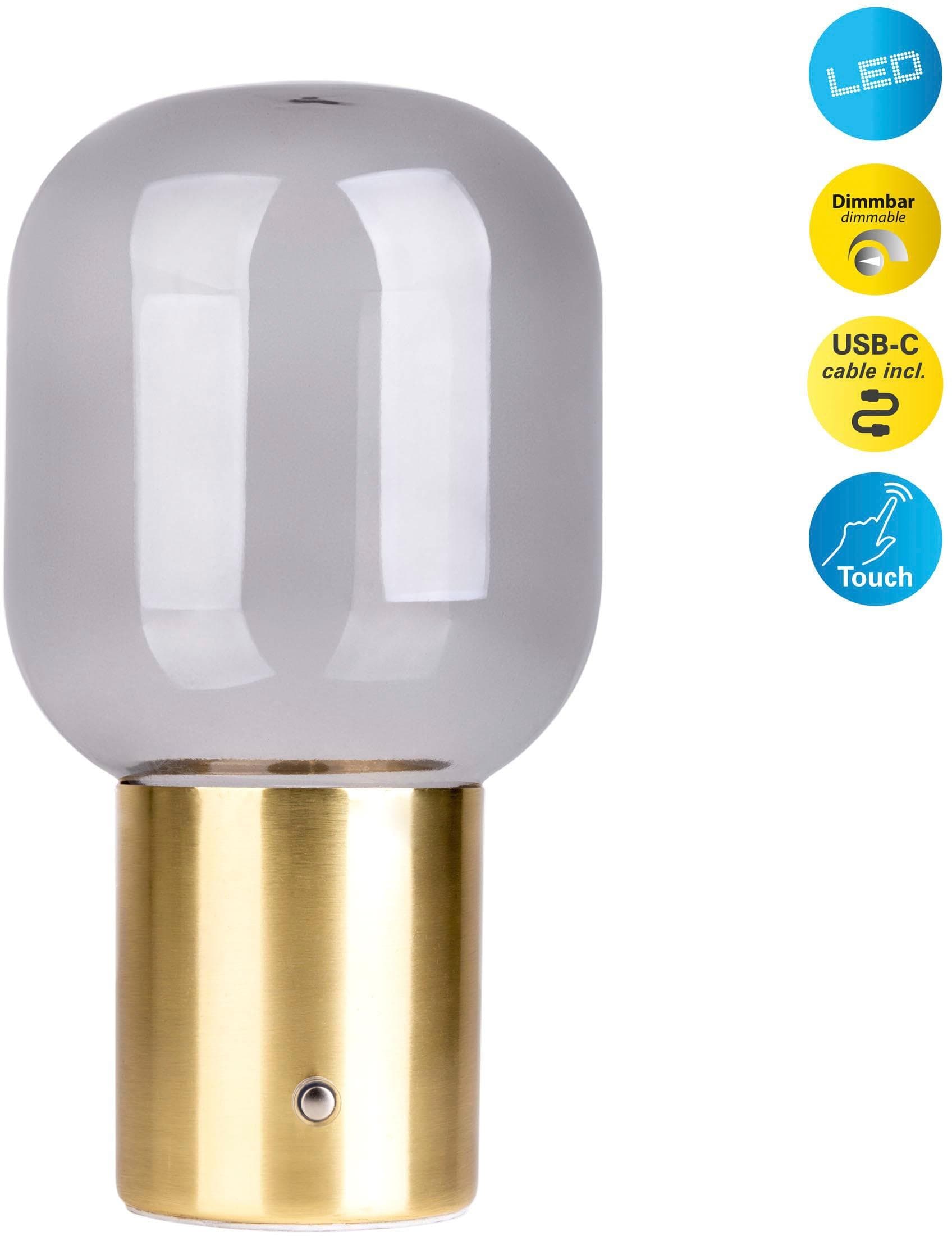 NÄVE LED Tischleuchte Albero Gold Messing Poliert Smoky 13cm