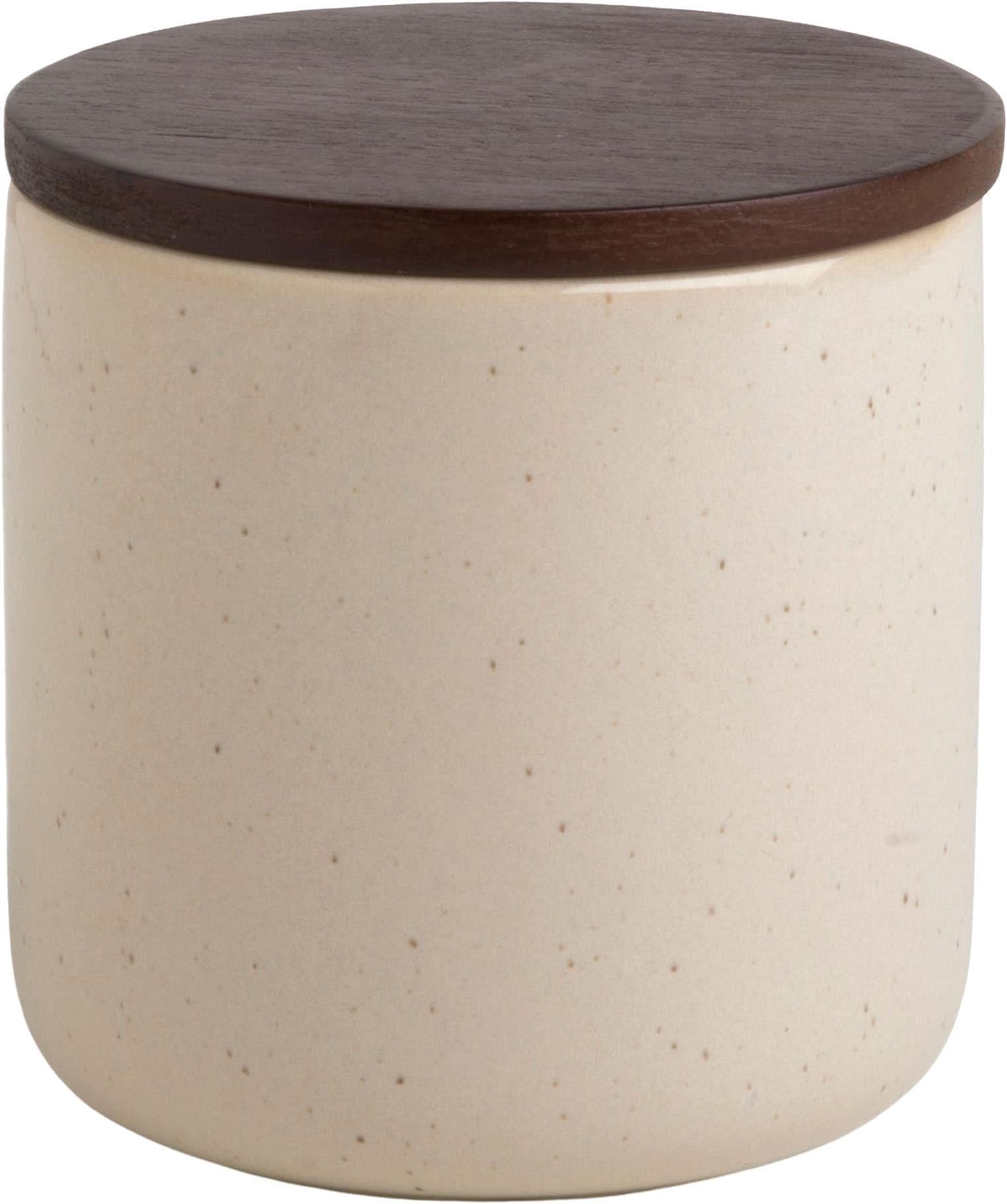 Aufbewahrungsdose MÖVE "Aura" Creme Keramik Massivholz