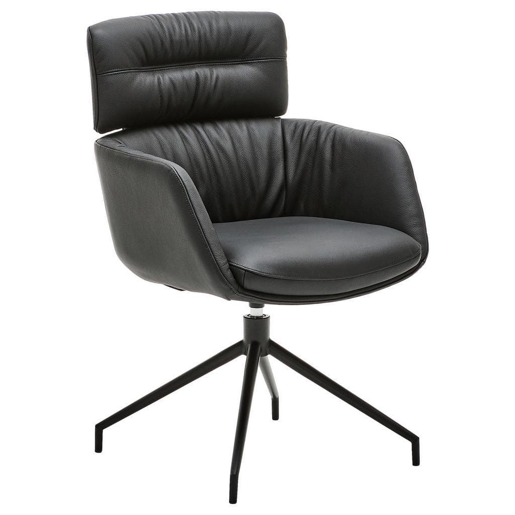 Dieter Knoll Armlehnstuhl Schwarz Leder Esszimmerstuhl