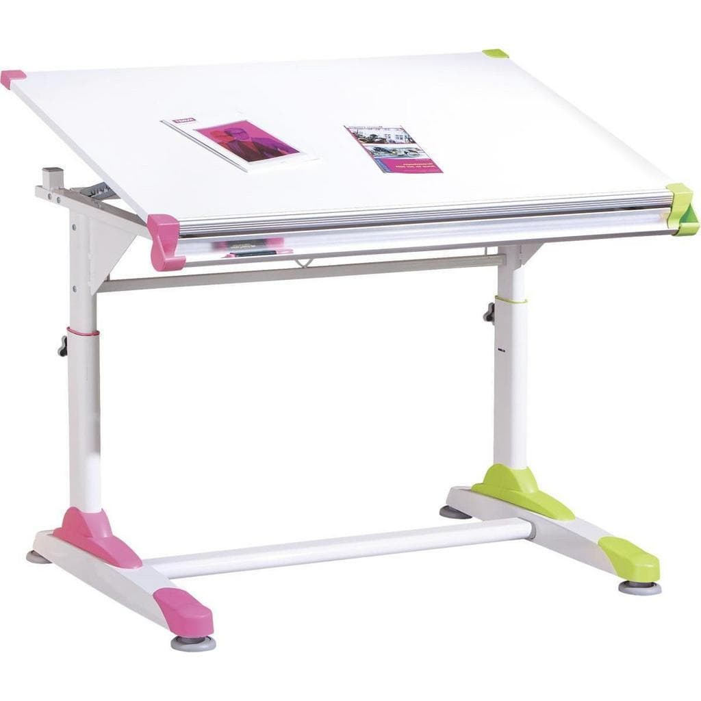 Mid.you Jugendschreibtisch Interlink Höhenverstellbar Grün/Rosa/Weiß