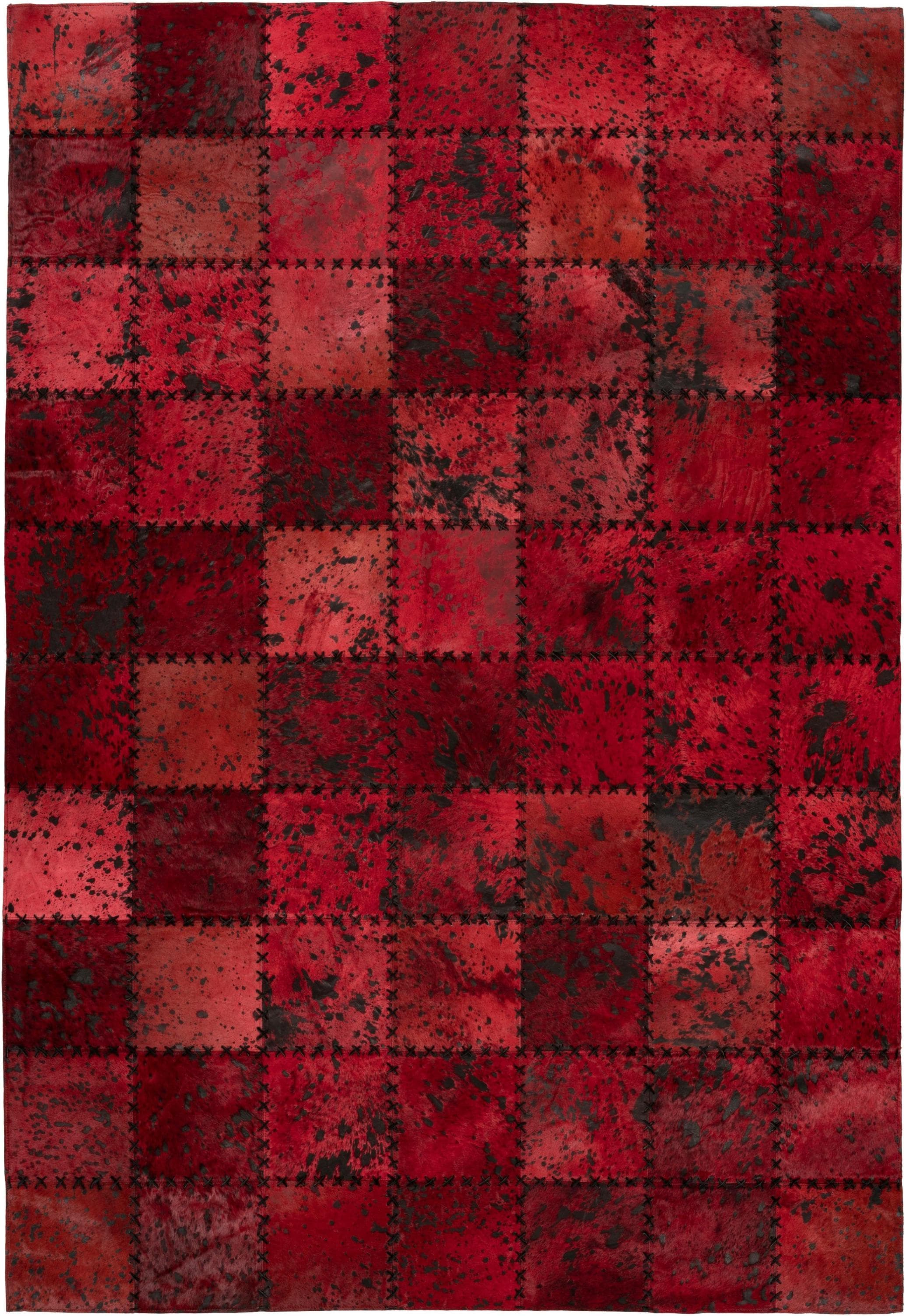Calo-deluxe Rankel 205 Lederteppich Rot Patchwork Unikat