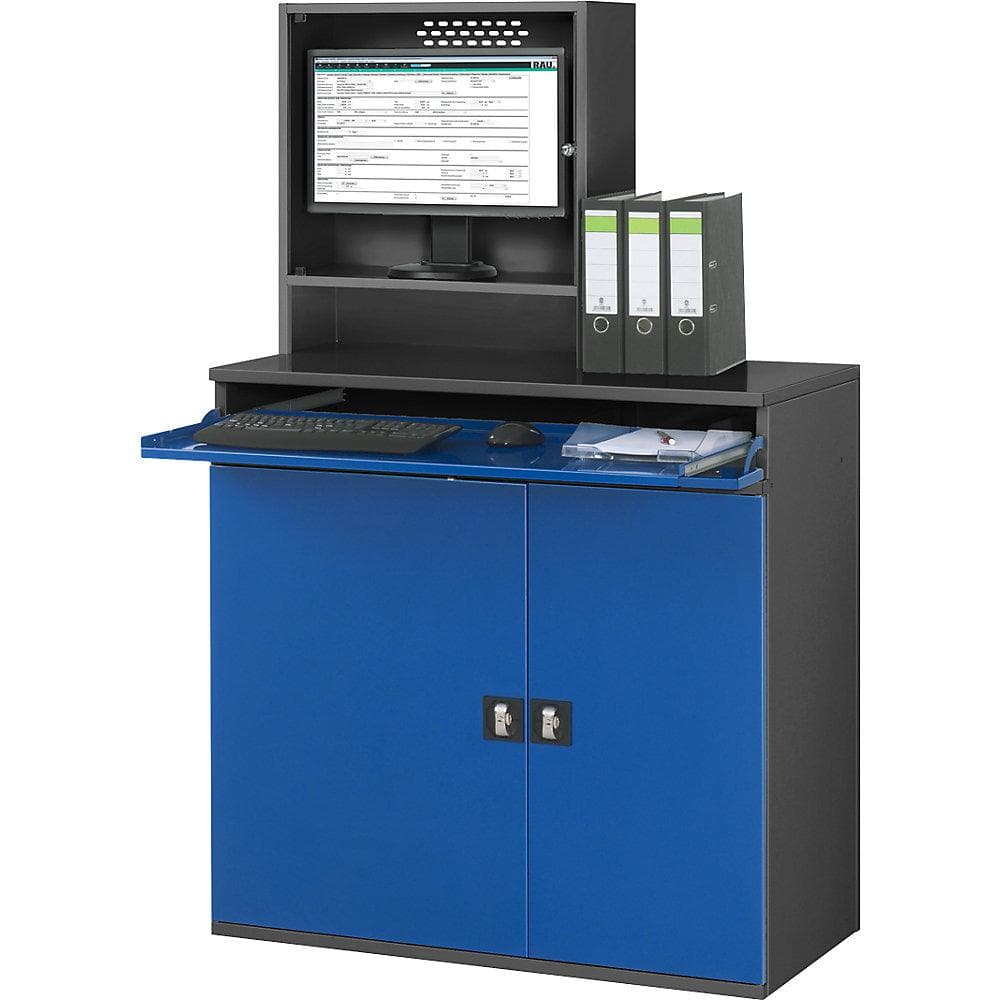 RAU Computer-Arbeitsstation Monitorgehäuse 1100mm Anthrazit/Enzianblau