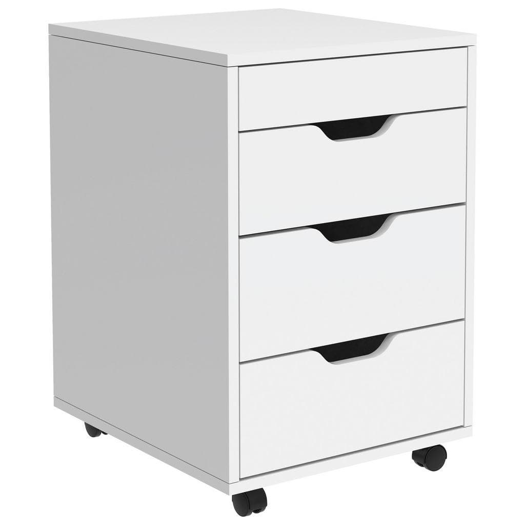 Carryhome Rollcontainer Weiß Holzwerkstoff 4 Schubladen