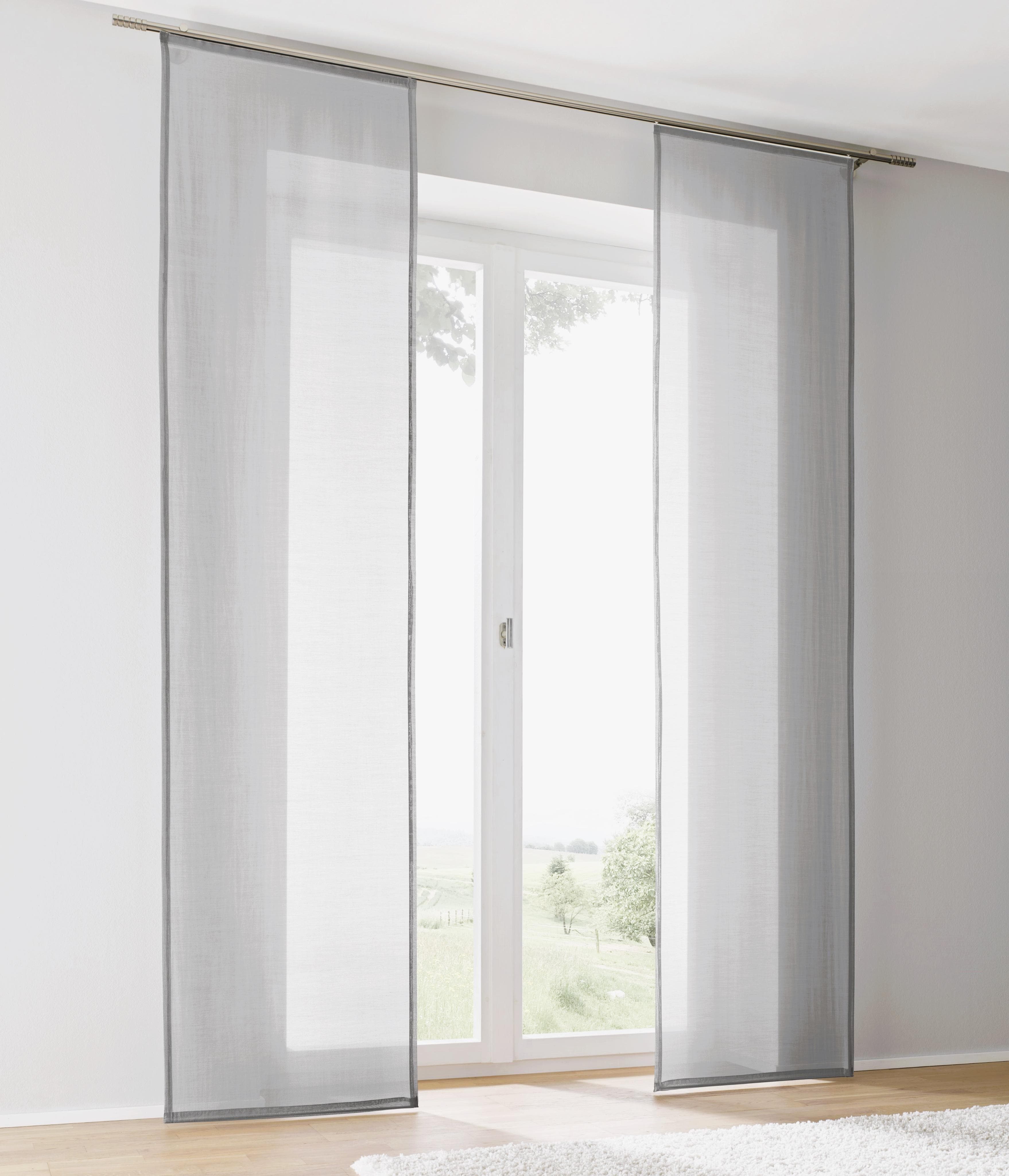 KUTTI Schiebegardine Enya-Uni Grau 60x225cm Ausbrenner