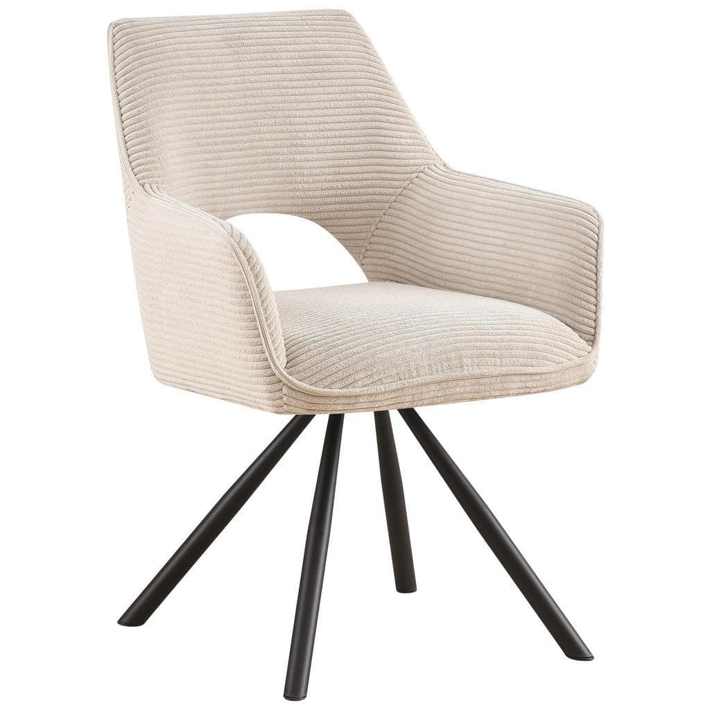Hom`in Armlehnstuhl Creme Metall Textil Drehkreuz 60x85x63 cm