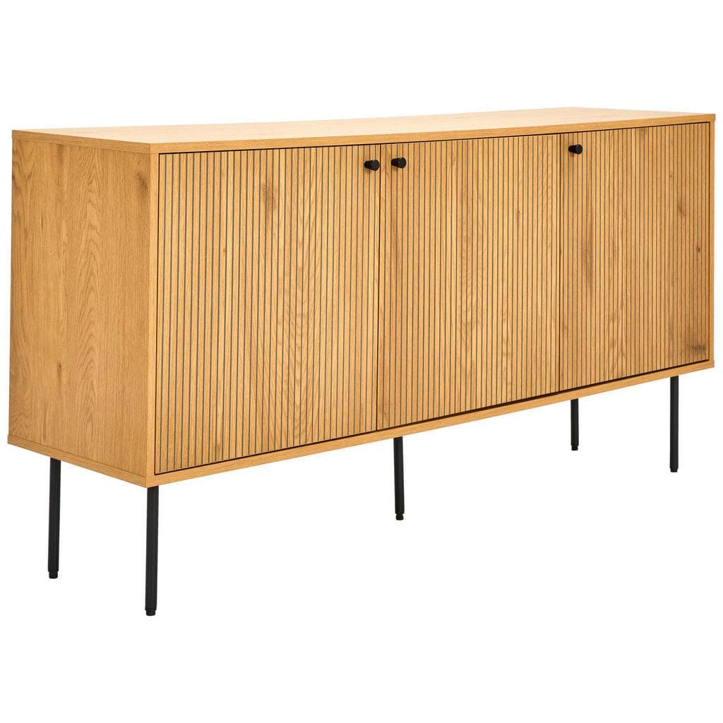 Carryhome Sideboard Line Schwarz Eiche Metall 3 Fächer