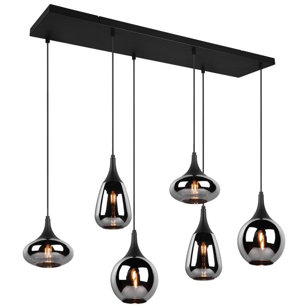 Trio Leuchten Pendelleuchte Lumina 6-flammig Schwarz Matt Glas