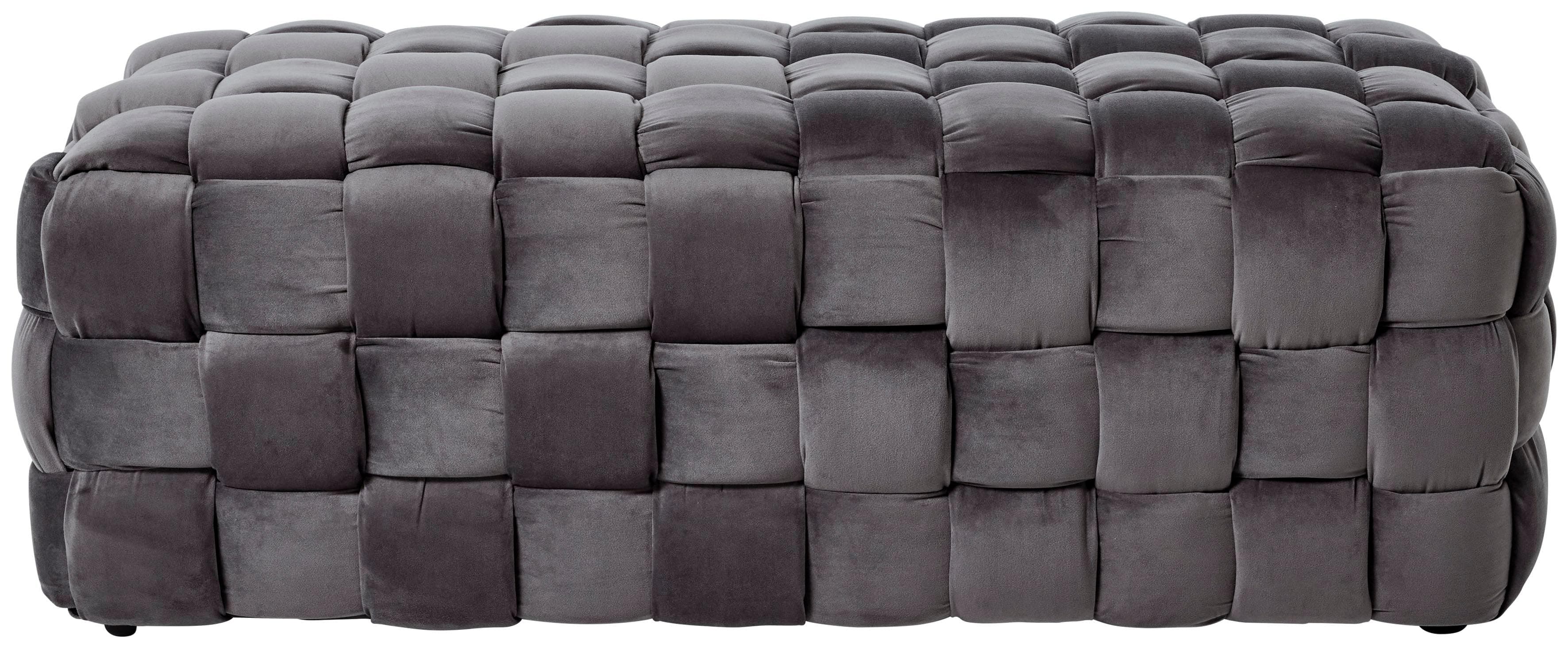 Hockerbank JAHNKE WEB ART L Platingrau Samt gepolstert