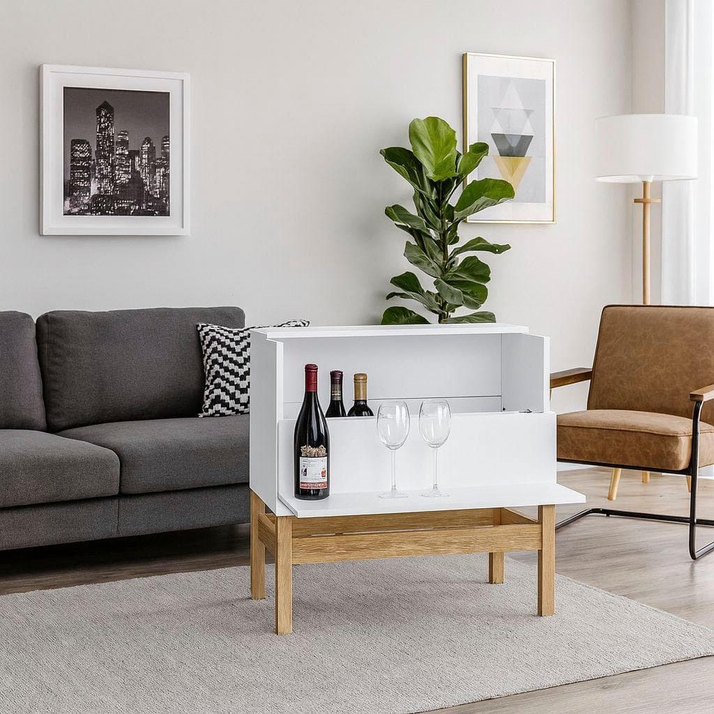 Barschrank WOODMAN Delian Weiß Eichefarben Skandinavisches Design