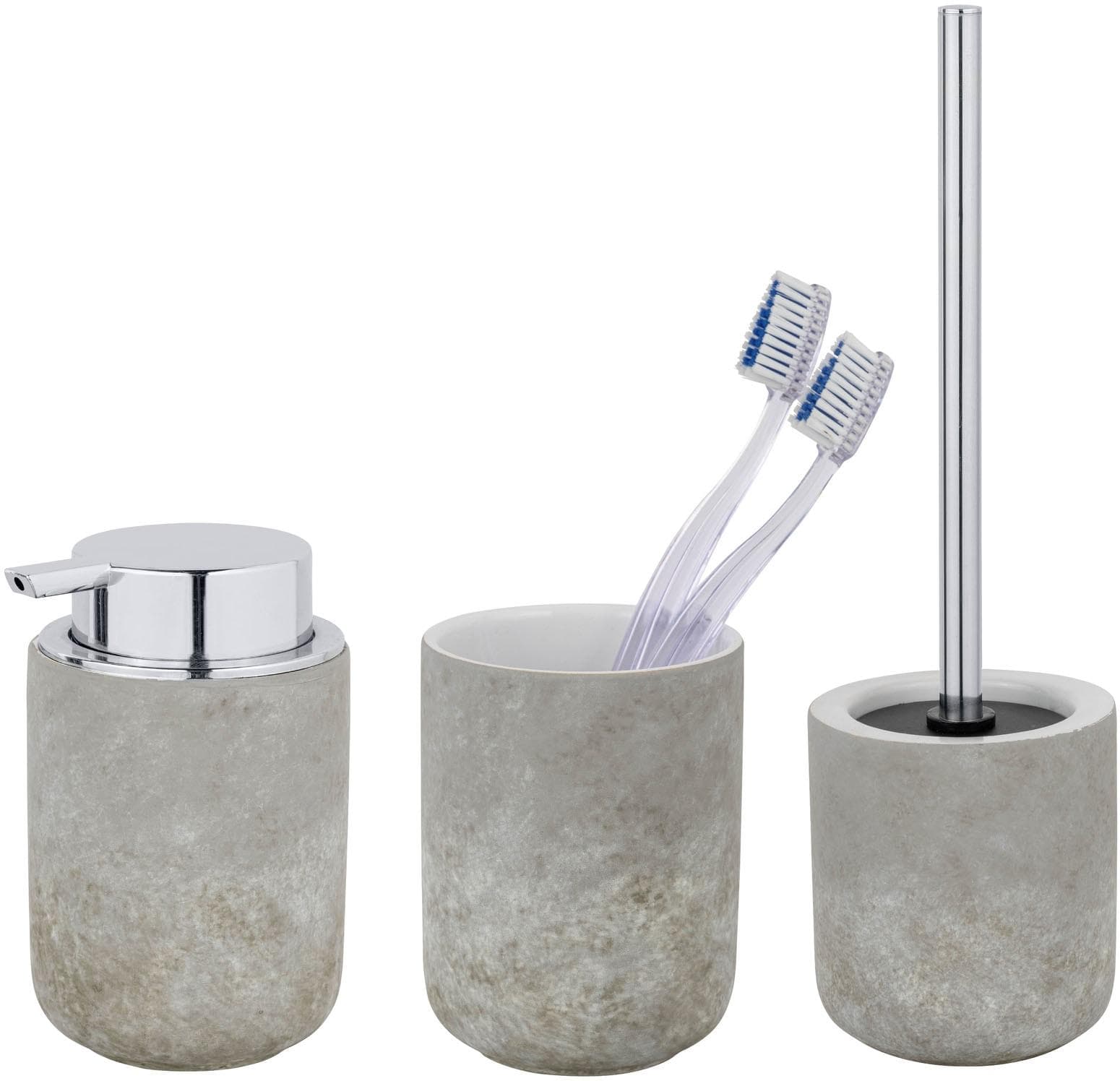SCHÖNER WOHNEN-Kollektion Badaccessoire-Set Londa 3-tlg. Grau Keramik