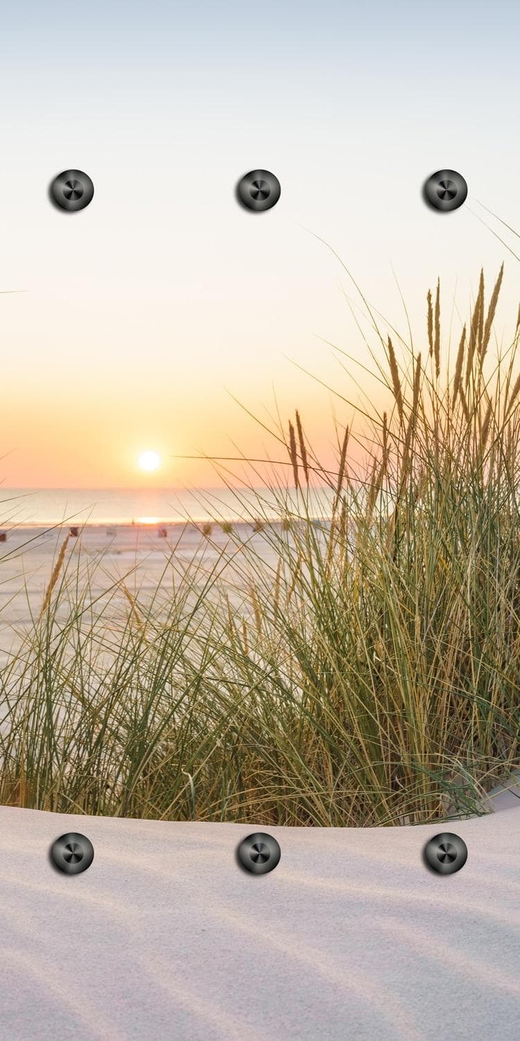 Wandgarderobe QUEENCE Sonnenuntergang auf Sylt Goldfarben Acrylglas