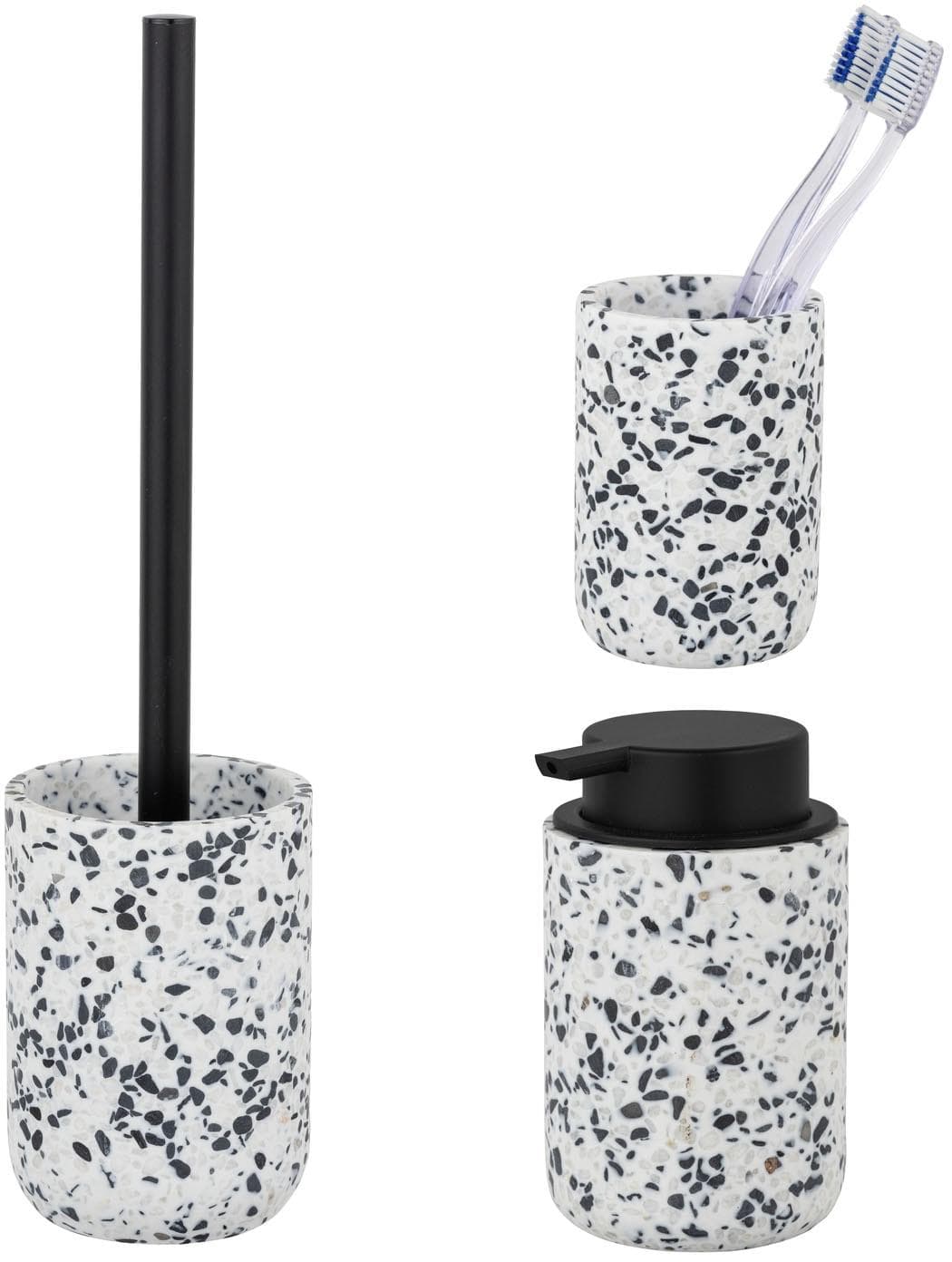 SCHÖNER WOHNEN-KOLLEKTION Badaccessoire-Set Tosi Weiß Edelstahl Polyresin