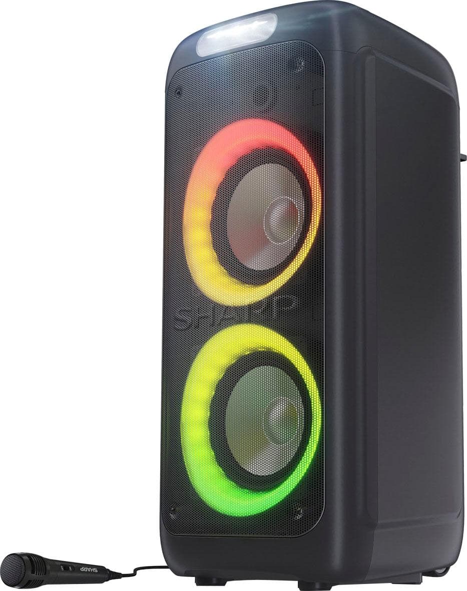 SHARP PS-949 Party Lautsprecher 200W Bluetooth Disco-Lichter DJ-Effekte Mikrofon/Gitarren-Eingänge USB