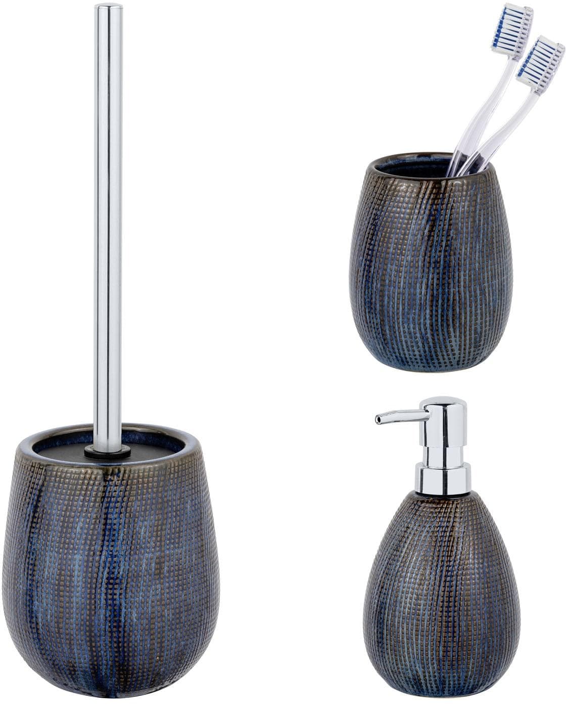 Badaccessoire-Set Ronta Braun Keramik Edelstahl SCHÖNER WOHNEN-KOLLEKTION