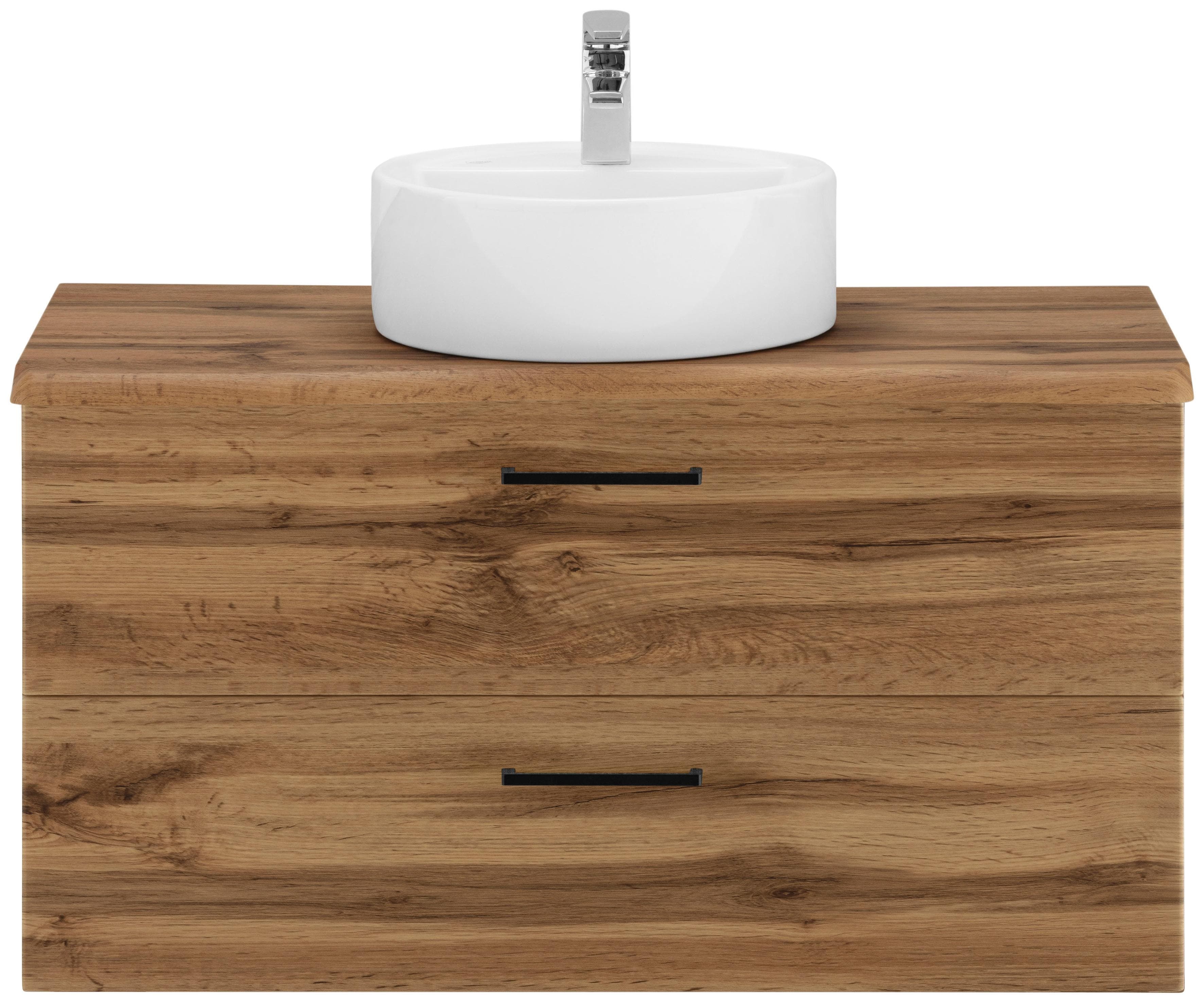 welltime Waschtisch Trento Wandhängend Braun Edelstahl