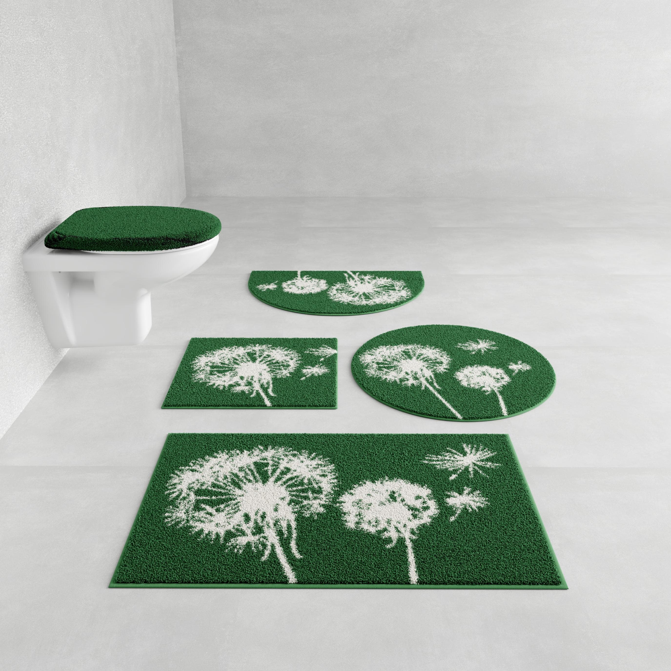 Grund Badematte Pusteblume Grün Rutschhemmend Polyacryl