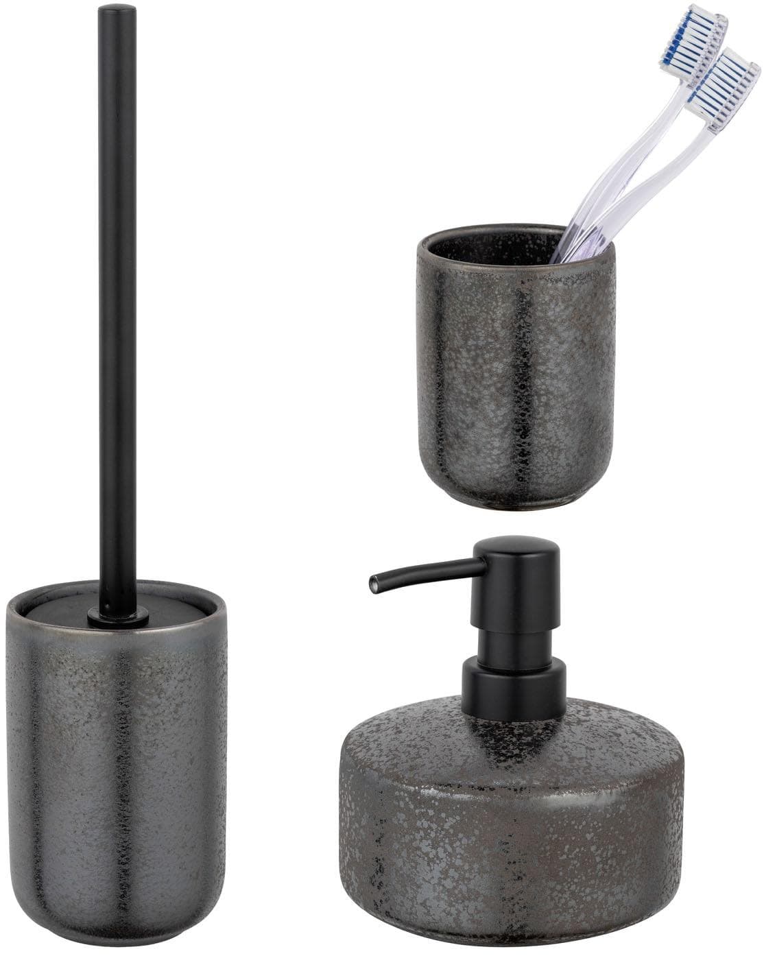 SCHÖNER WOHNEN Badaccessoire-Set »Rufina« Grau Keramik & Edelstahl