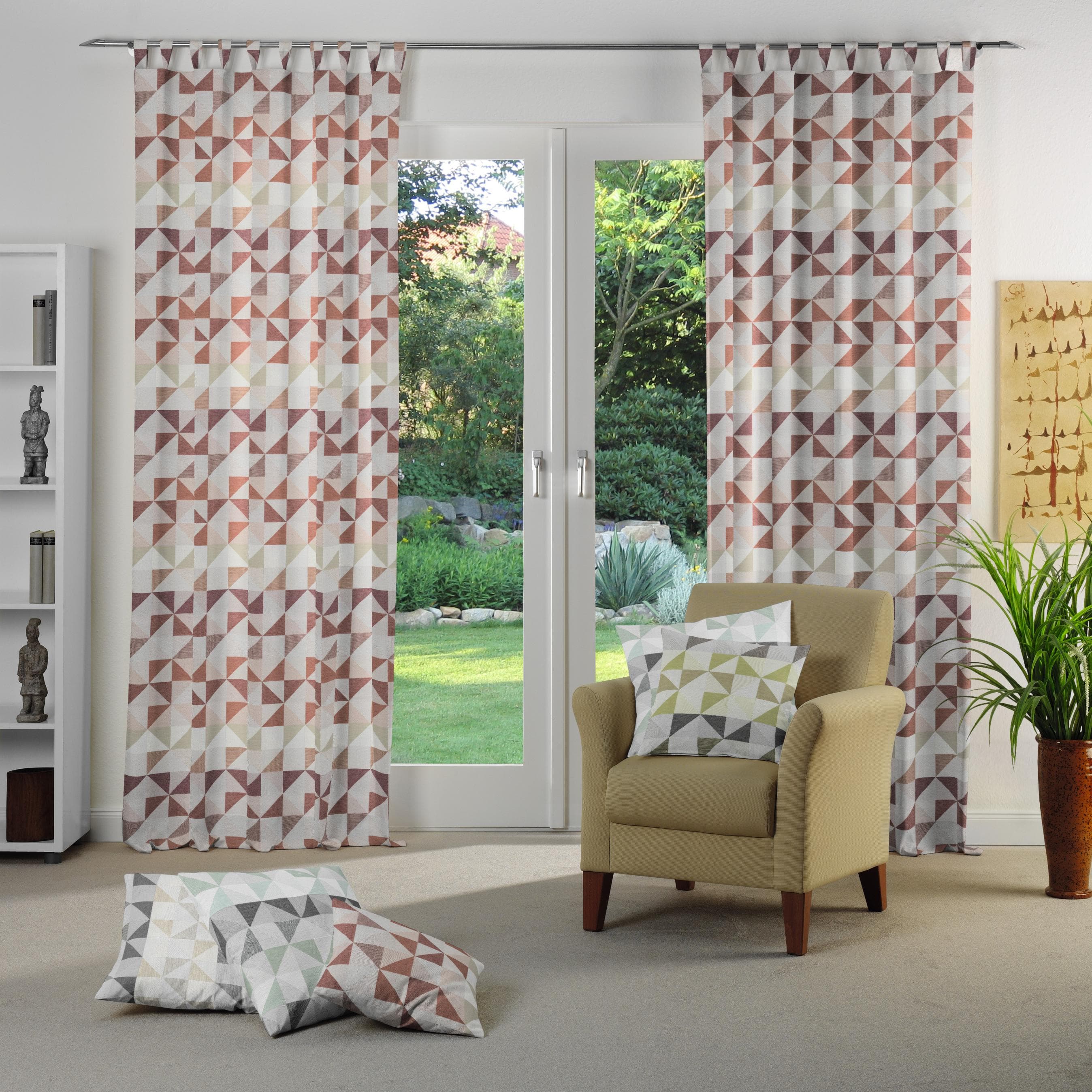 Vorhang WIRTH Berlare Orange Jacquard Baumwolle Polyester