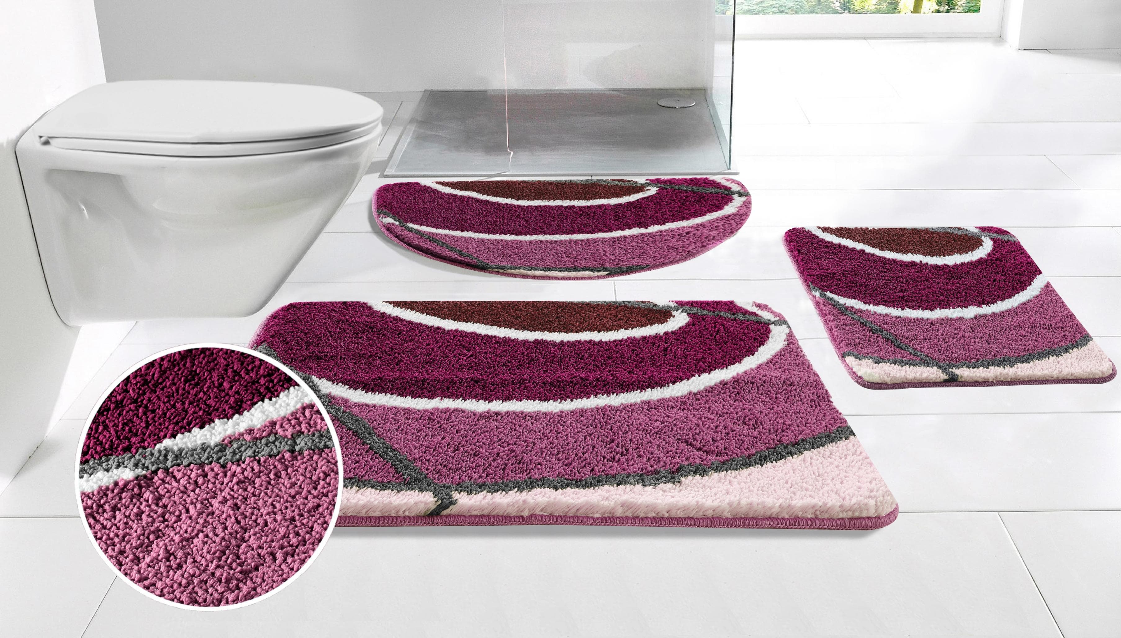 Badematte MY HOME Juna mit Muster Badvorleger Lila